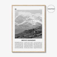 Mount Snowdon Print Black and White, Mount Snowdon Wall Art, Mount Snowdon Poster, Mount Snowdon Photo, Wall Décor, Mount Snowdon Map