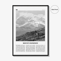 Mount Snowdon Print Black and White, Mount Snowdon Wall Art, Mount Snowdon Poster, Mount Snowdon Photo, Wall Décor, Mount Snowdon Map