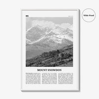 Mount Snowdon Print Black and White, Mount Snowdon Wall Art, Mount Snowdon Poster, Mount Snowdon Photo, Wall Décor, Mount Snowdon Map