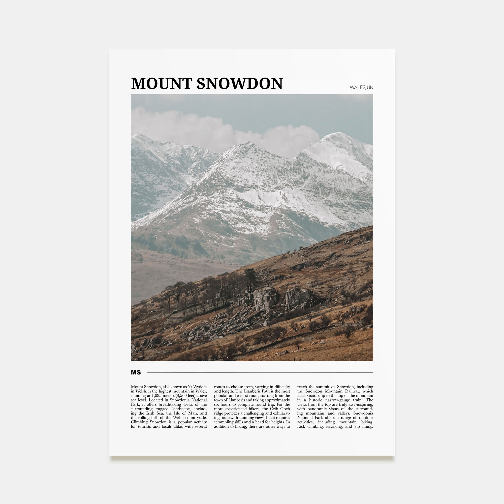 Mount Snowdon Travel Color Poster