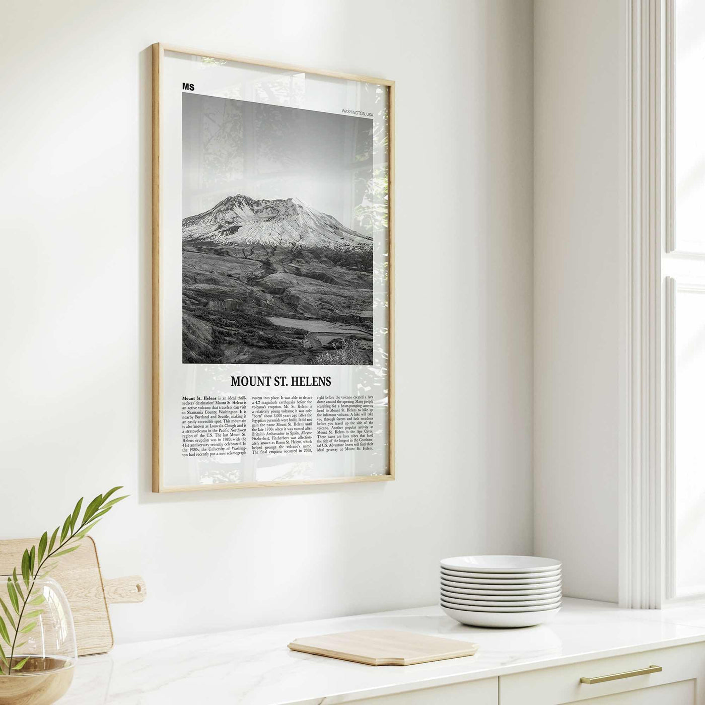 Mount St Helens Print Black and White, Mount St. Helens Wall Art, Mount St. Helens Poster, Mount St. Helens Photo, Washington, USA
