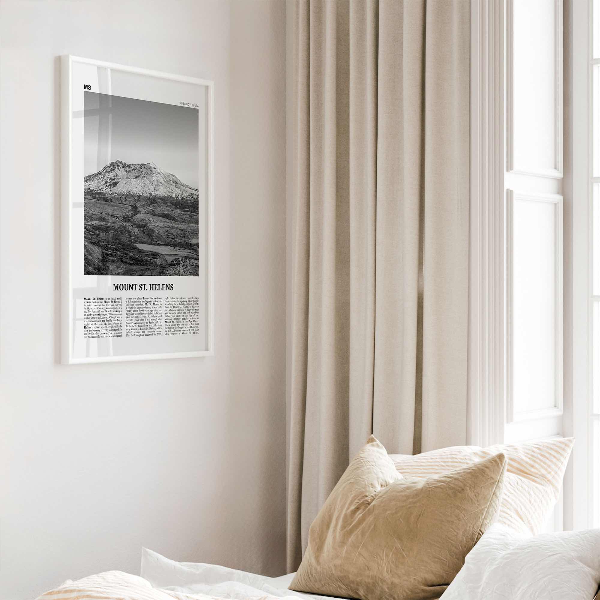 Mount St Helens Print Black and White, Mount St. Helens Wall Art, Mount St. Helens Poster, Mount St. Helens Photo, Washington, USA