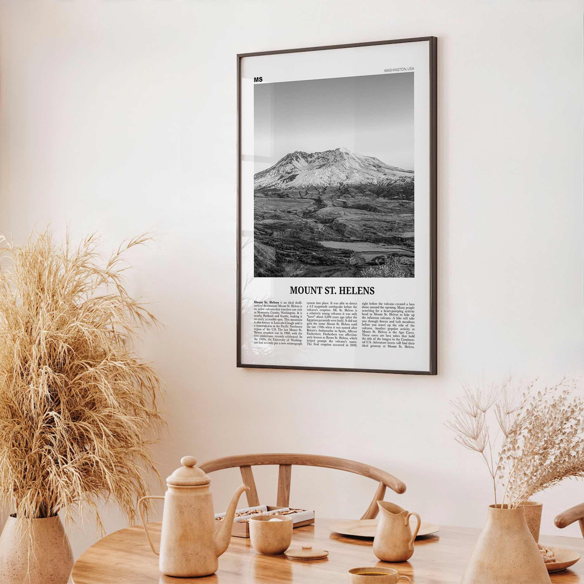 Mount St Helens Print Black and White, Mount St. Helens Wall Art, Mount St. Helens Poster, Mount St. Helens Photo, Washington, USA