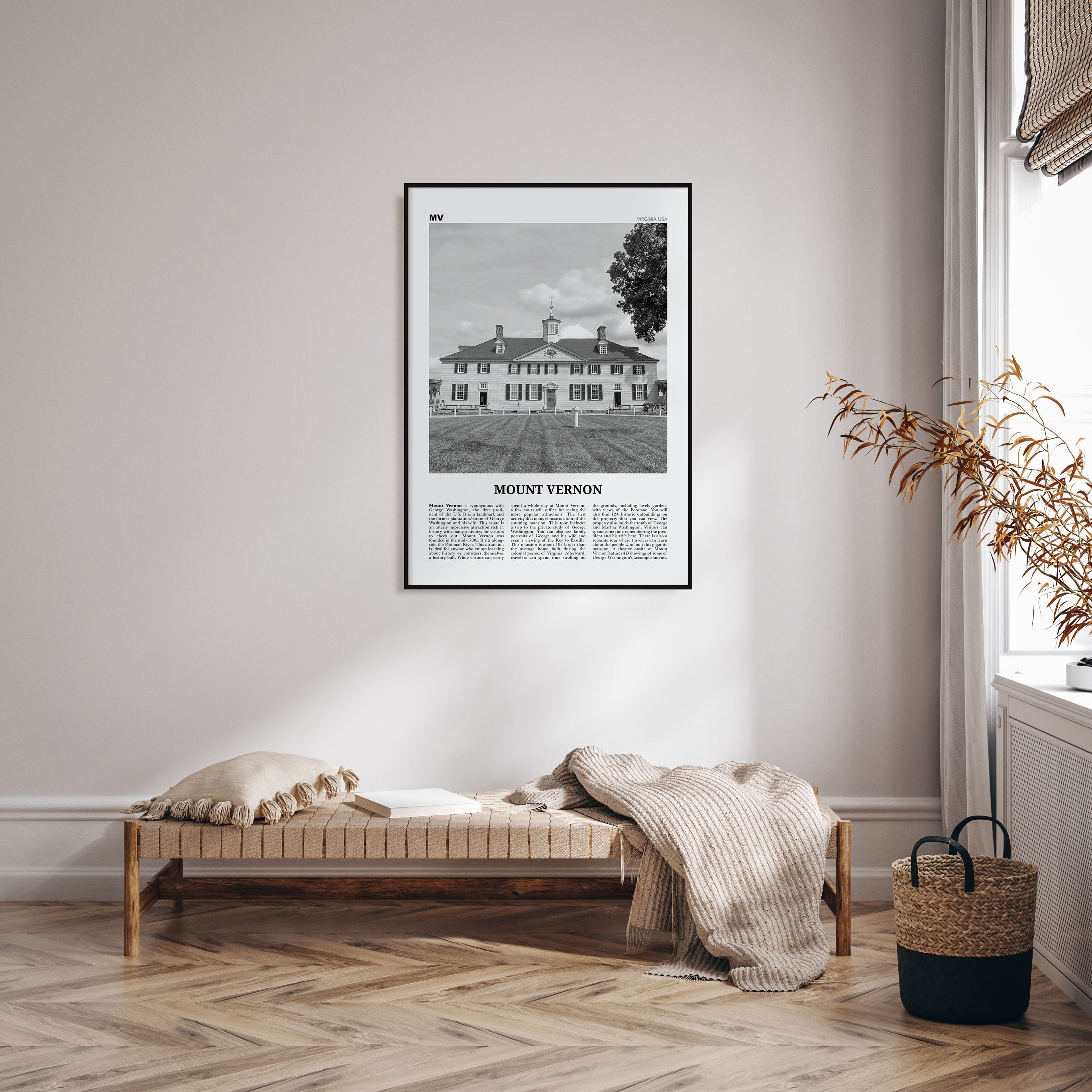 Mount Vernon Travel B&W Poster
