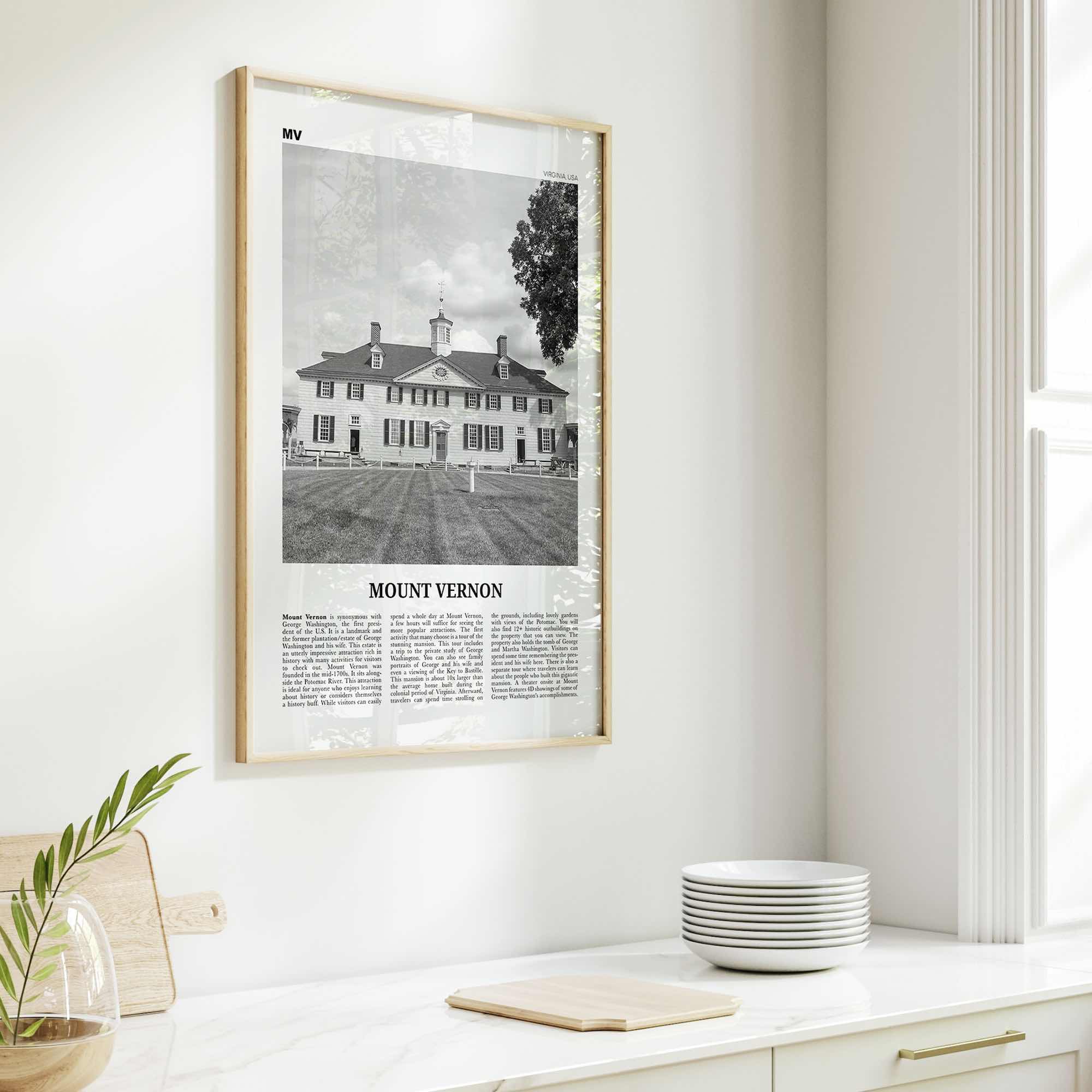 Mount Vernon Print Black and White, Mount Vernon Wall Art, Mount Vernon Poster, Mount Vernon Photo, Mount Vernon Décor, Virginia, USA