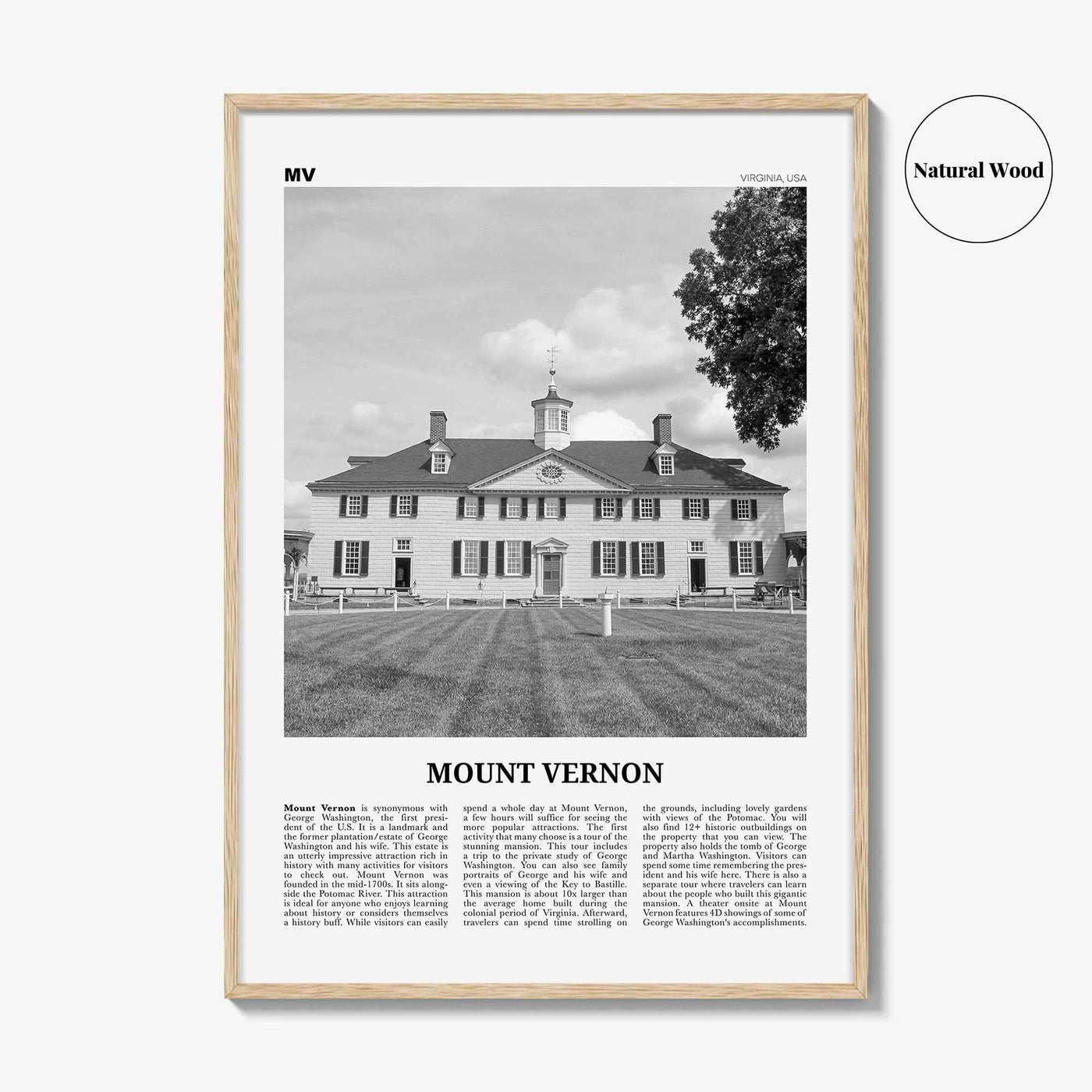 Mount Vernon Print Black and White, Mount Vernon Wall Art, Mount Vernon Poster, Mount Vernon Photo, Mount Vernon Décor, Virginia, USA