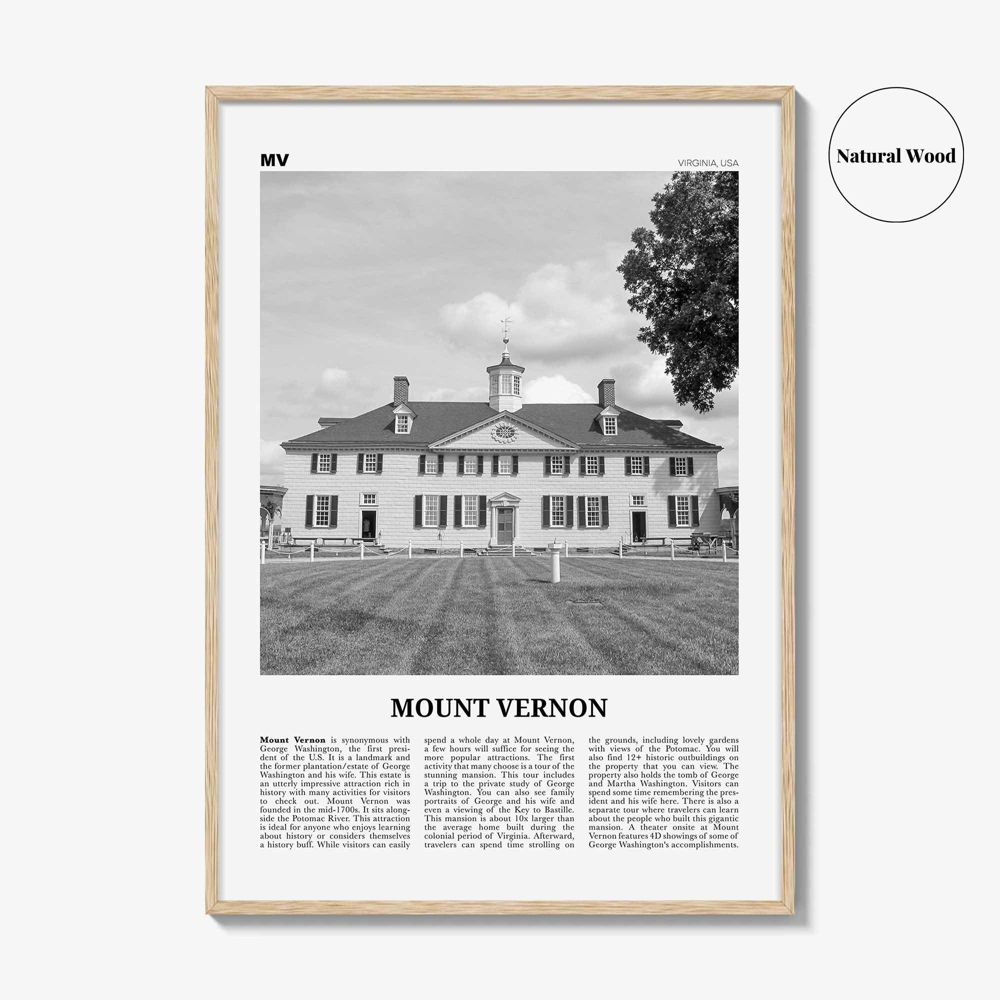 Mount Vernon Print Black and White, Mount Vernon Wall Art, Mount Vernon Poster, Mount Vernon Photo, Mount Vernon Décor, Virginia, USA