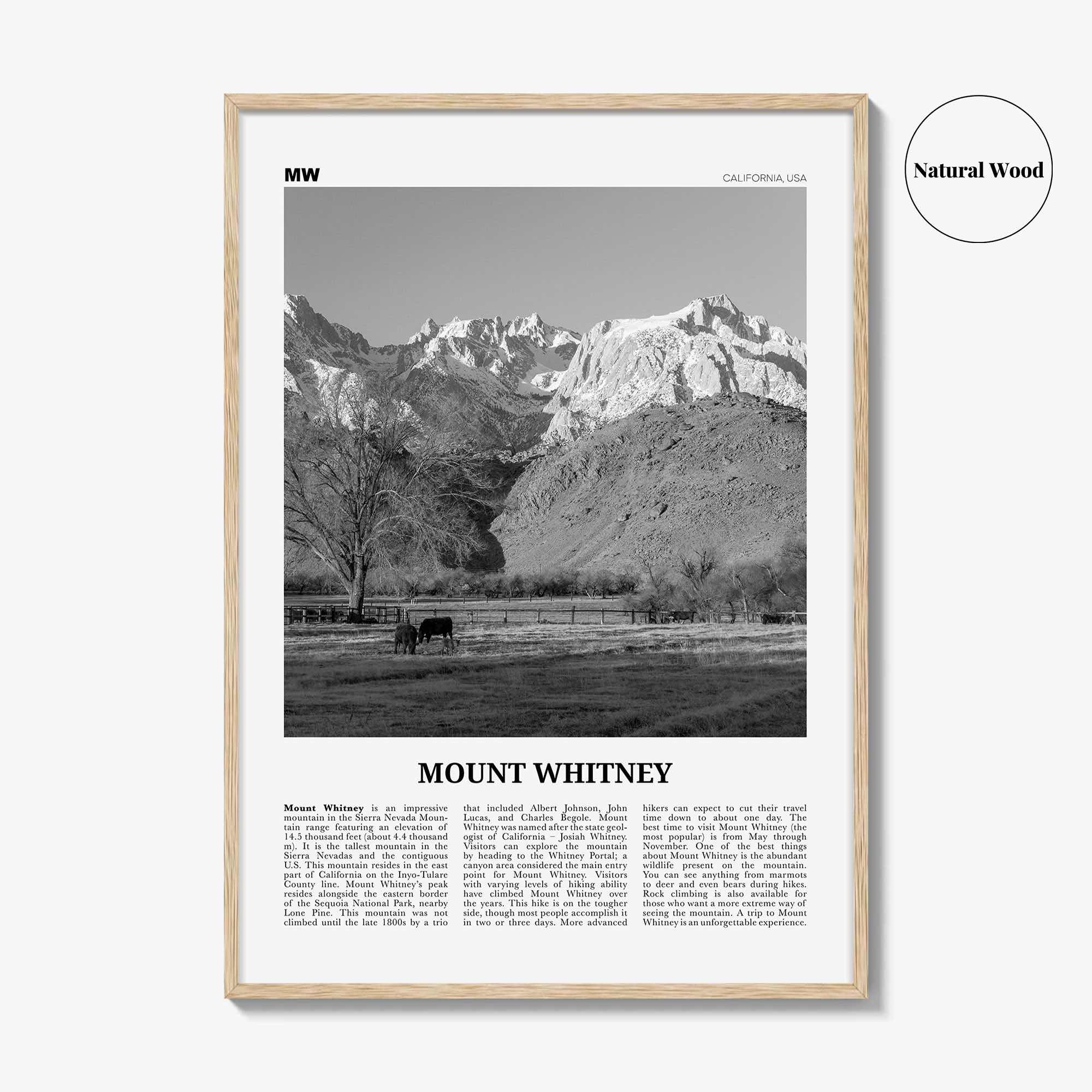 Mount Whitney Print Black and White, Mount Whitney Wall Art, Mount Whitney Poster, Mount Whitney Photo, Mount Whitney Décor, California, USA
