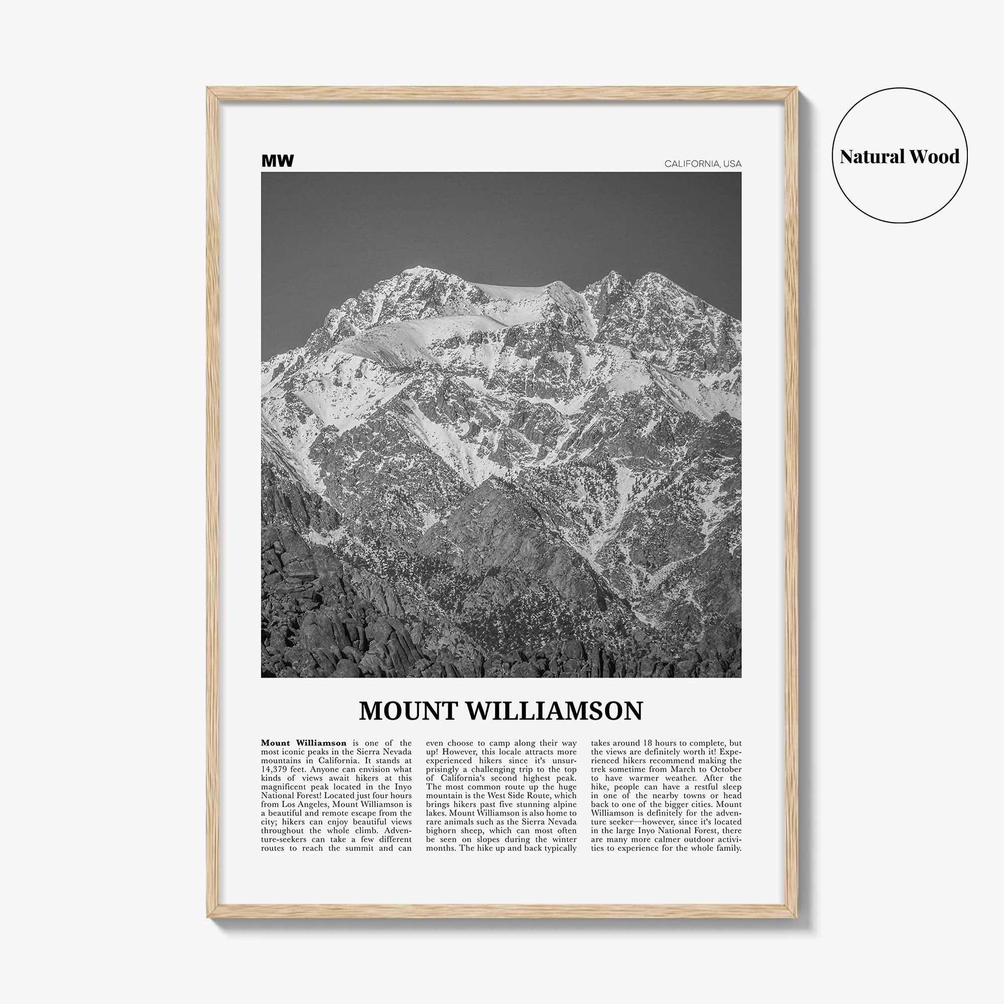 Mount Williamson Print Black and White, Mount Williamson Wall Art, Mount Williamson Poster, Mount Williamson Photo, California, USA