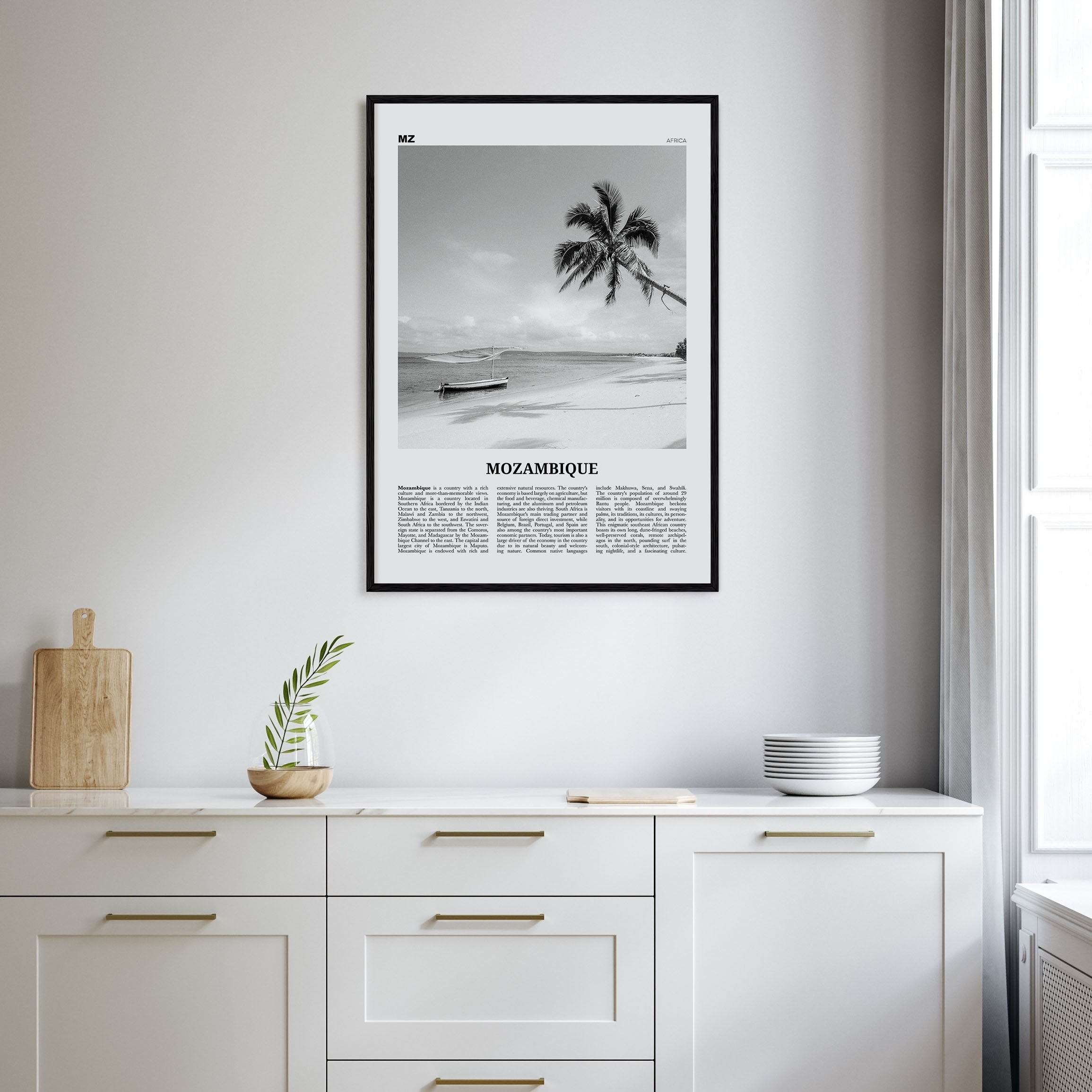 Mozambique Travel B&W Poster