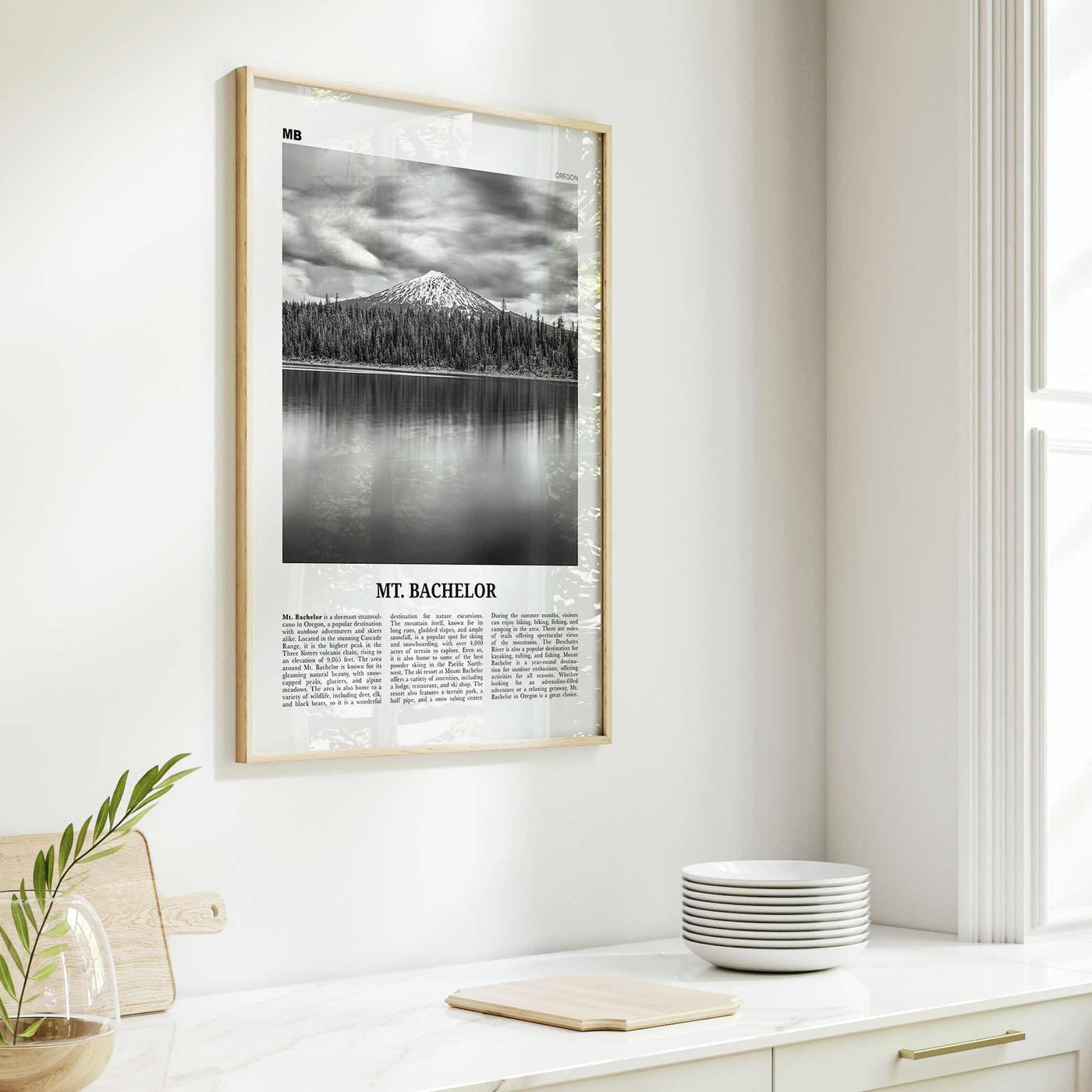 Mt Bachelor Print Black and White, Mt Bachelor Wall Art, Mt Bachelor Poster, Mt Bachelor Photo, Mt Bachelor Wall Décor, Mt Bachelor Map,