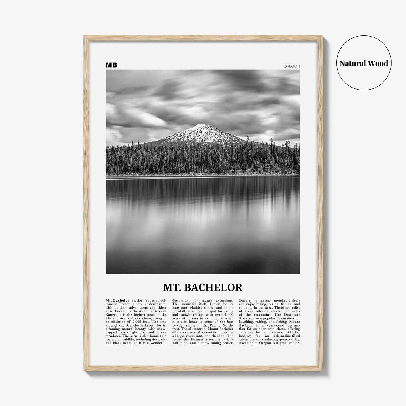 Mt Bachelor Print Black and White, Mt Bachelor Wall Art, Mt Bachelor Poster, Mt Bachelor Photo, Mt Bachelor Wall Décor, Mt Bachelor Map,
