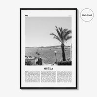 Mugla Print Black and White, Muğla Wall Art, Muğla Poster, Muğla Photo, Muğla Wall Décor, Aegean, Menteşe, Turkey