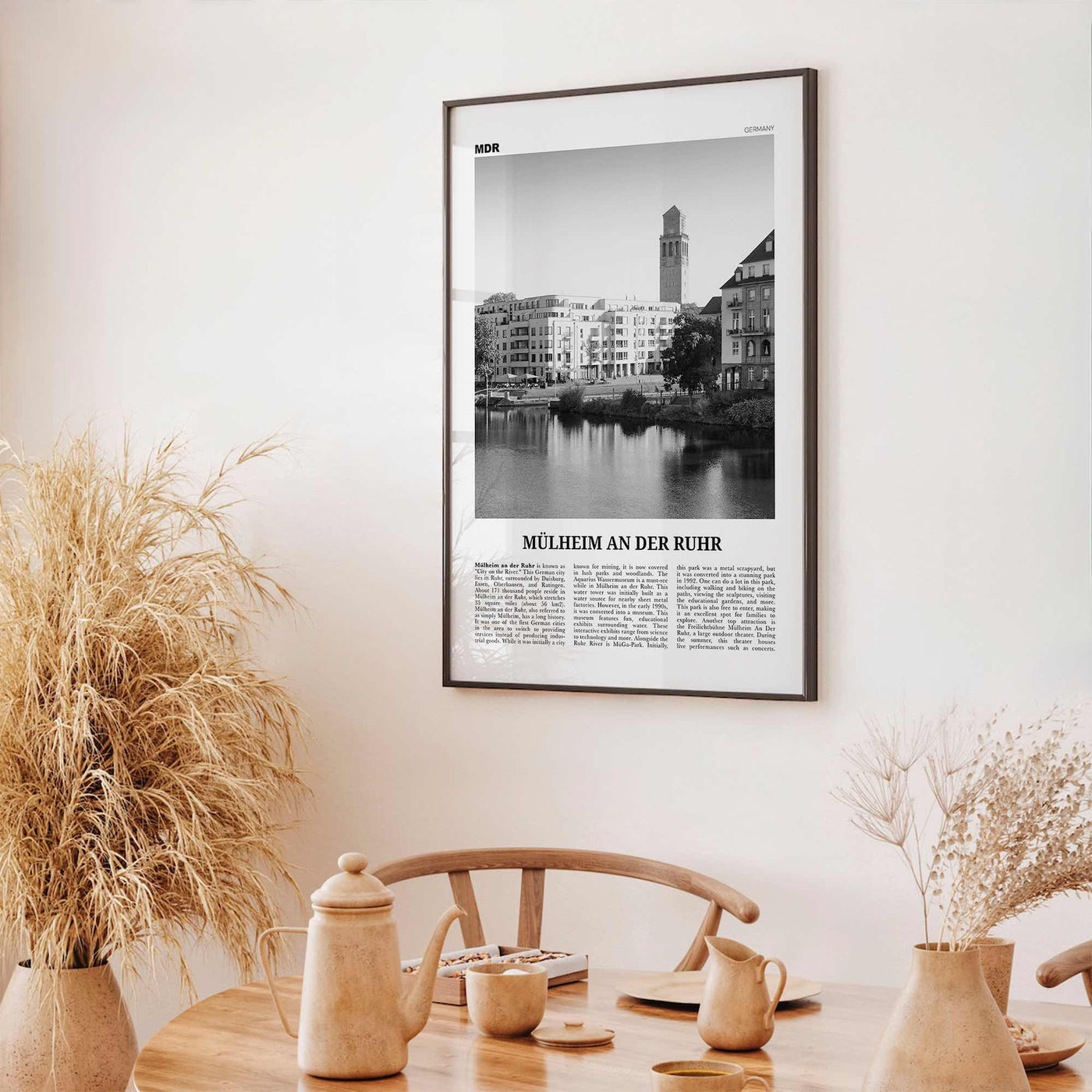 Mulheim An Der Ruhr Print Black and White, Mülheim an der Ruhr Wall Art, Mülheim an der Ruhr Poster, Mülheim an der Ruhr Photo, Décor, Map,