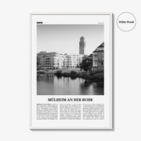 Mulheim An Der Ruhr Print Black and White, Mülheim an der Ruhr Wall Art, Mülheim an der Ruhr Poster, Mülheim an der Ruhr Photo, Décor, Map,