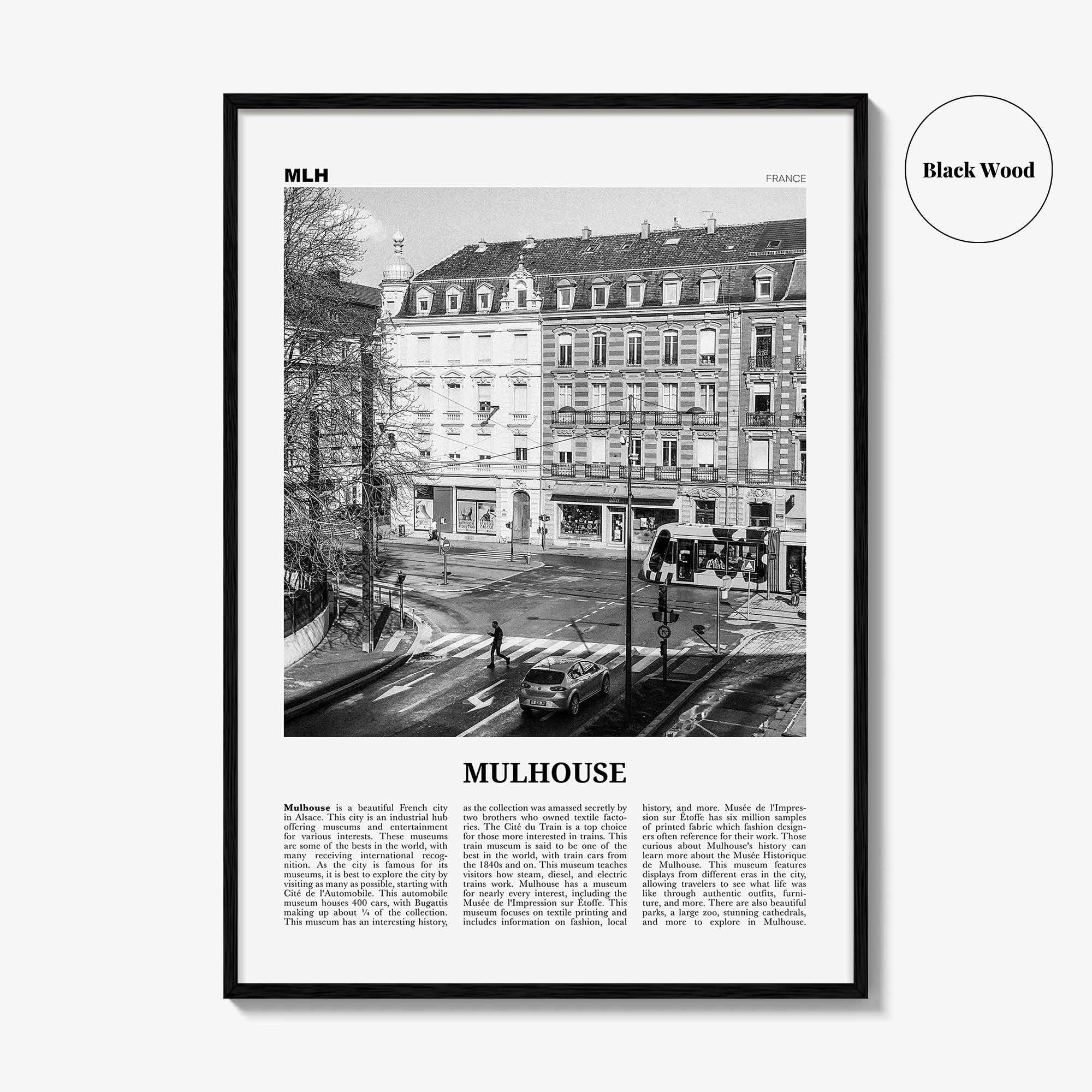 Mulhouse Print Black and White, Mulhouse Wall Art, Mulhouse Poster, Mulhouse Photo, Mulhouse Wall Décor, Mulhouse Map, France