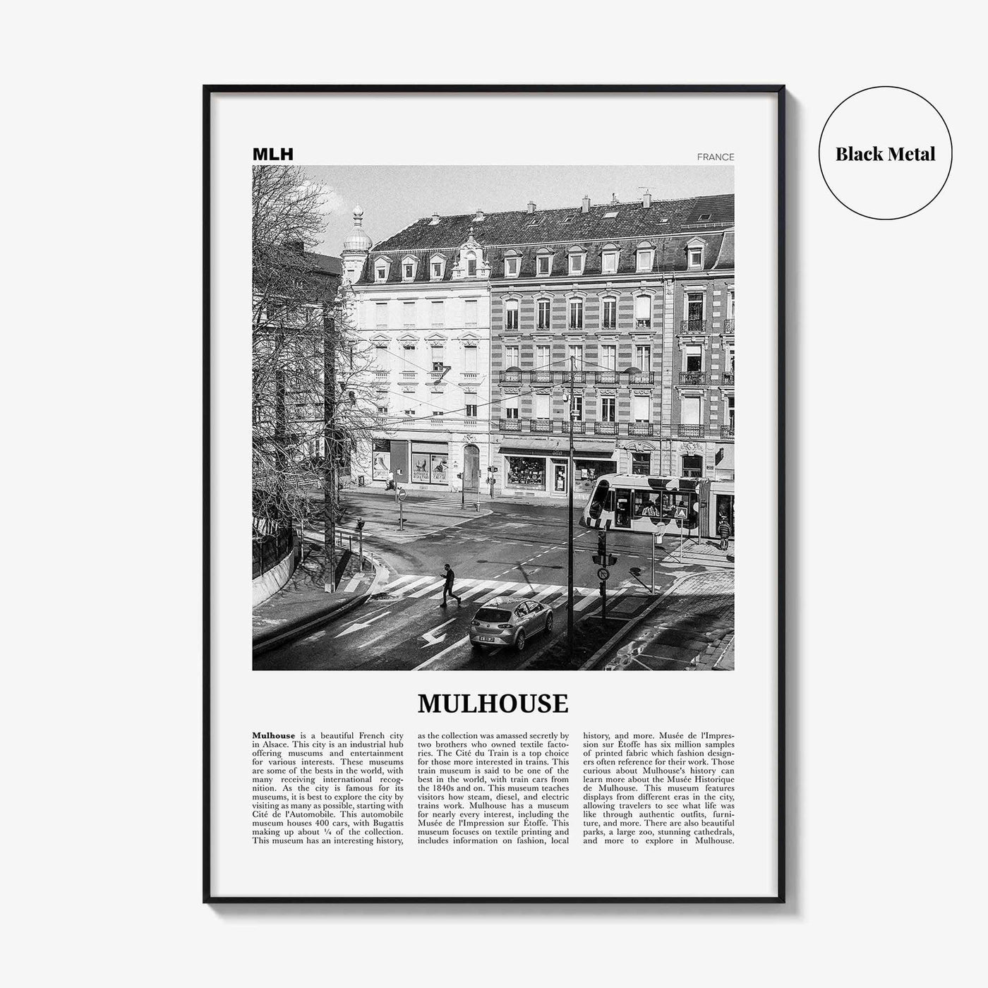 Mulhouse Print Black and White, Mulhouse Wall Art, Mulhouse Poster, Mulhouse Photo, Mulhouse Wall Décor, Mulhouse Map, France