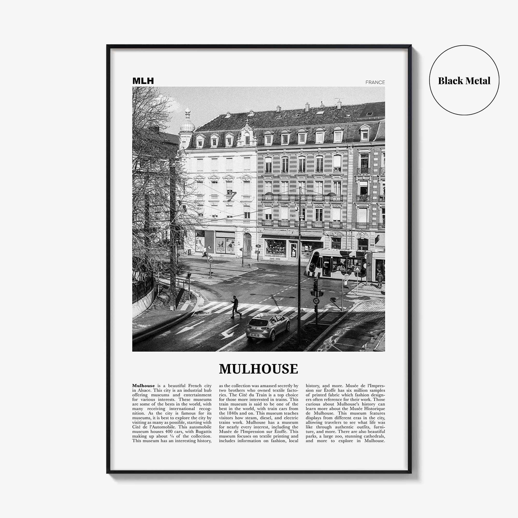 Mulhouse Print Black and White, Mulhouse Wall Art, Mulhouse Poster, Mulhouse Photo, Mulhouse Wall Décor, Mulhouse Map, France