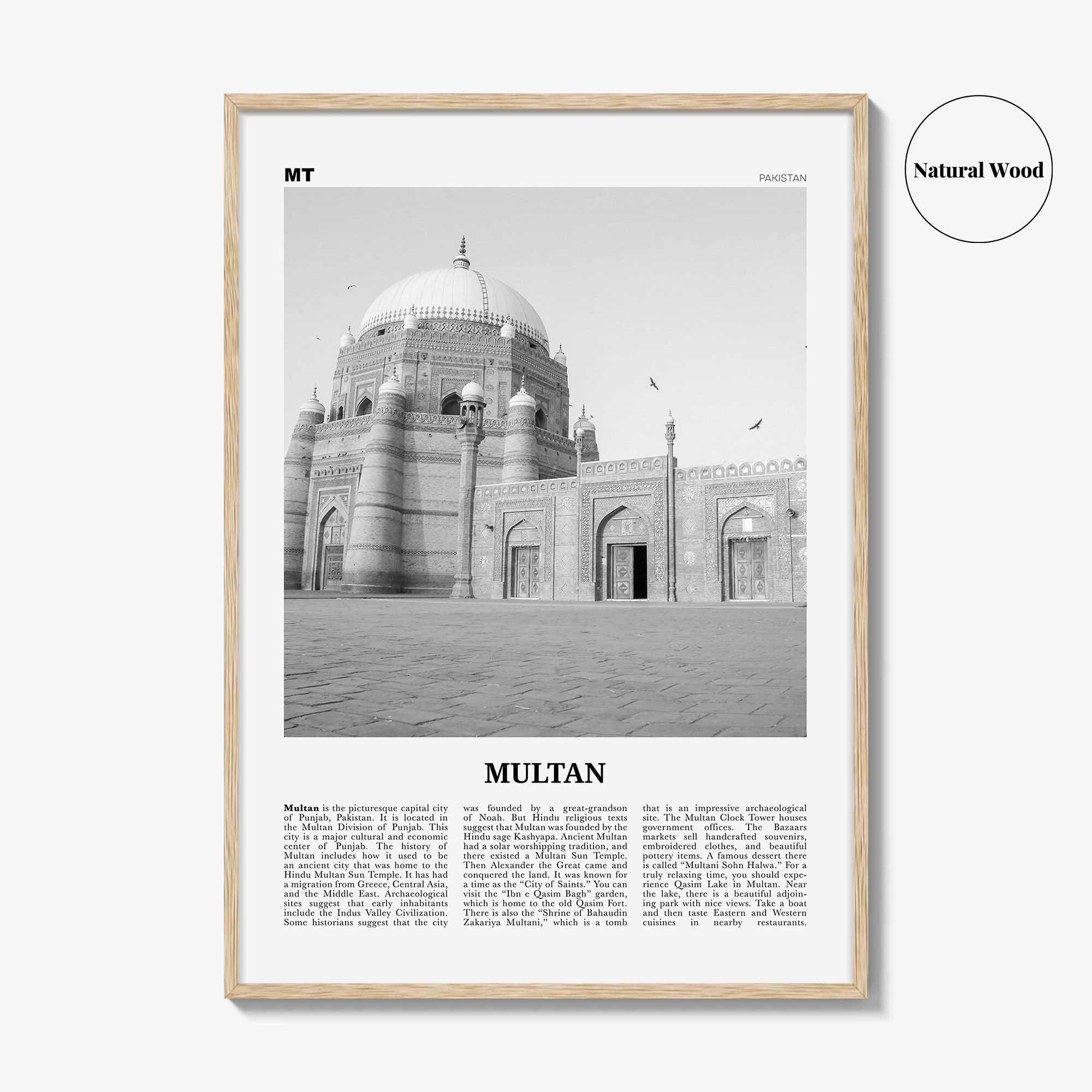 Multan Print Black and White, Multan Wall Art, Multan Poster, Multan Photo, Multan Wall Décor, Multan Map, Pakistan