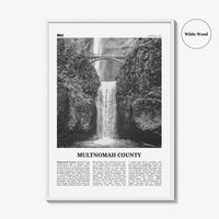 Multnomah County Print Black and White, Multnomah County Wall Art, Multnomah Poster, Multnomah Photo, Multnomah Wall Décor, Multnomah Map