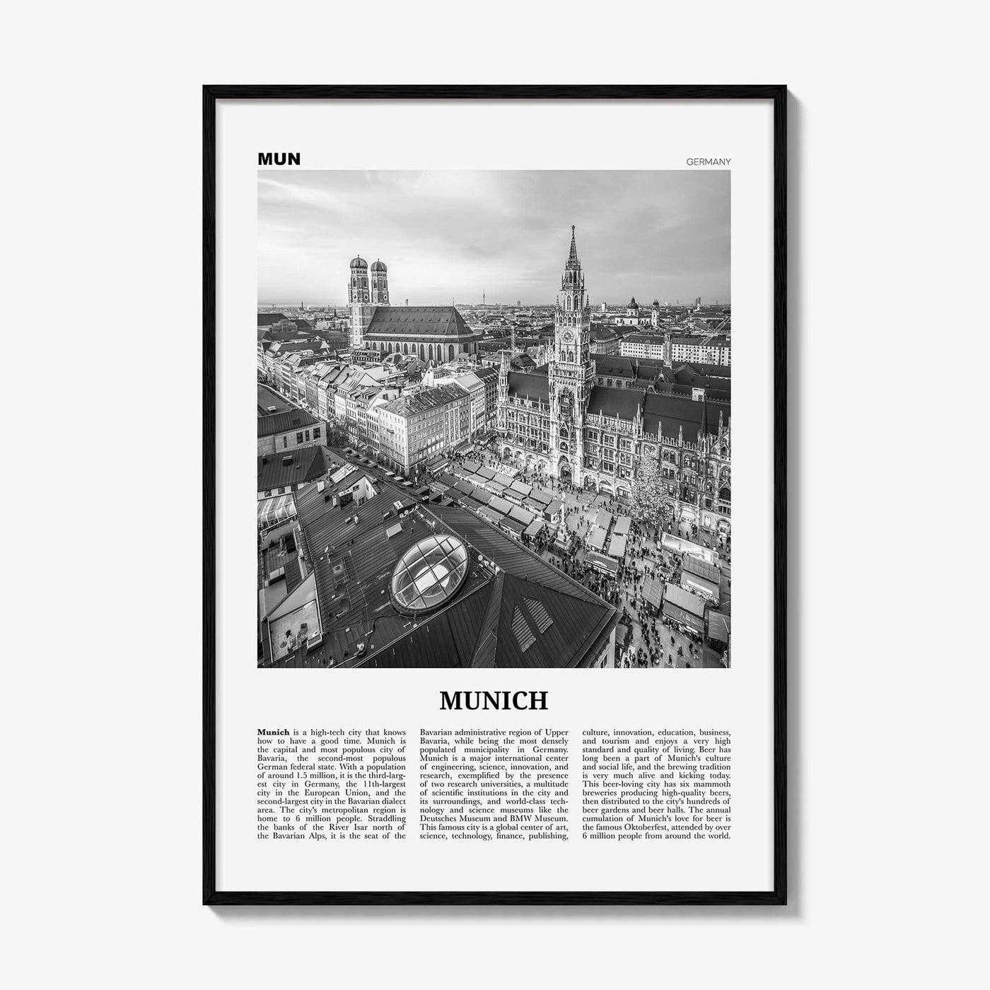 Munich Print Black and White No 1, Munich Wall Art, Munich Poster, Munich, Munich Wall Decor, Germany, München, Bavaria, Deutschland Europe