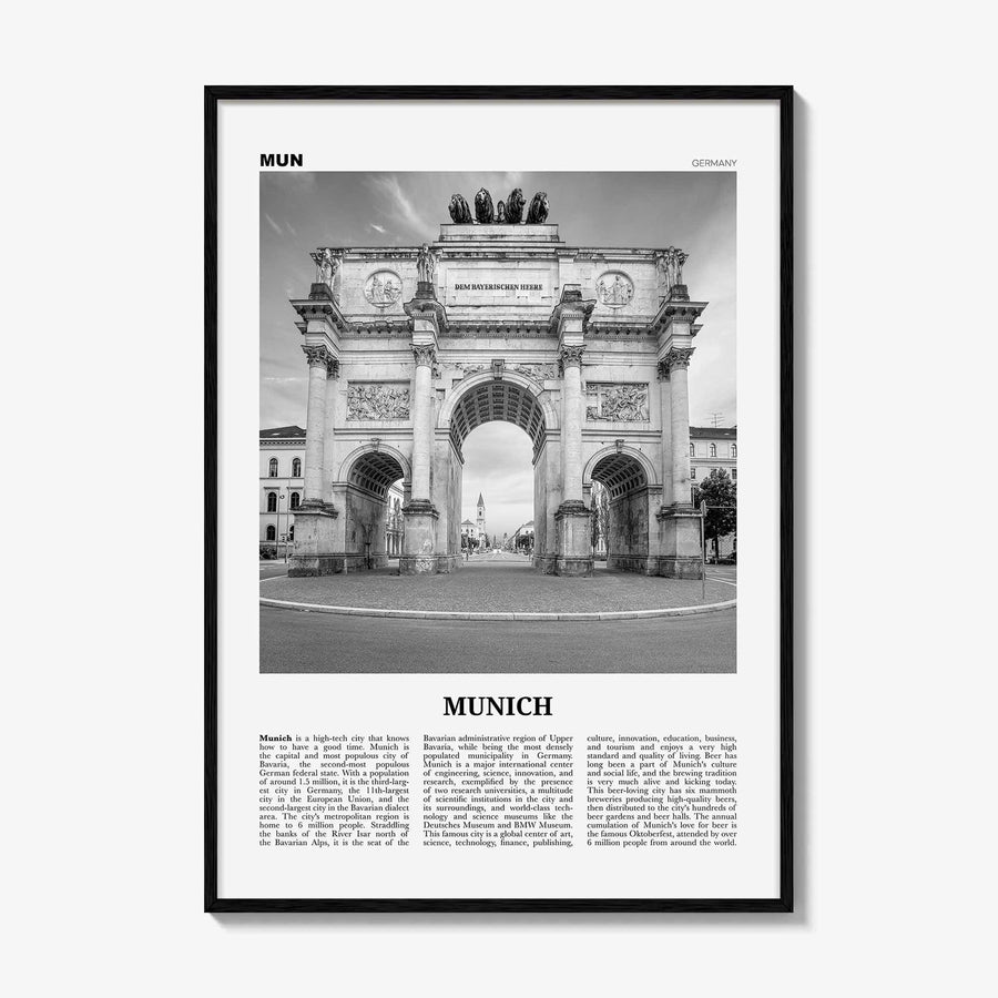 Munich Print Black and White No 2, Munich Wall Art, Munich Poster, Munich Photo, Munich Wall Décor, Munich Map, Germany