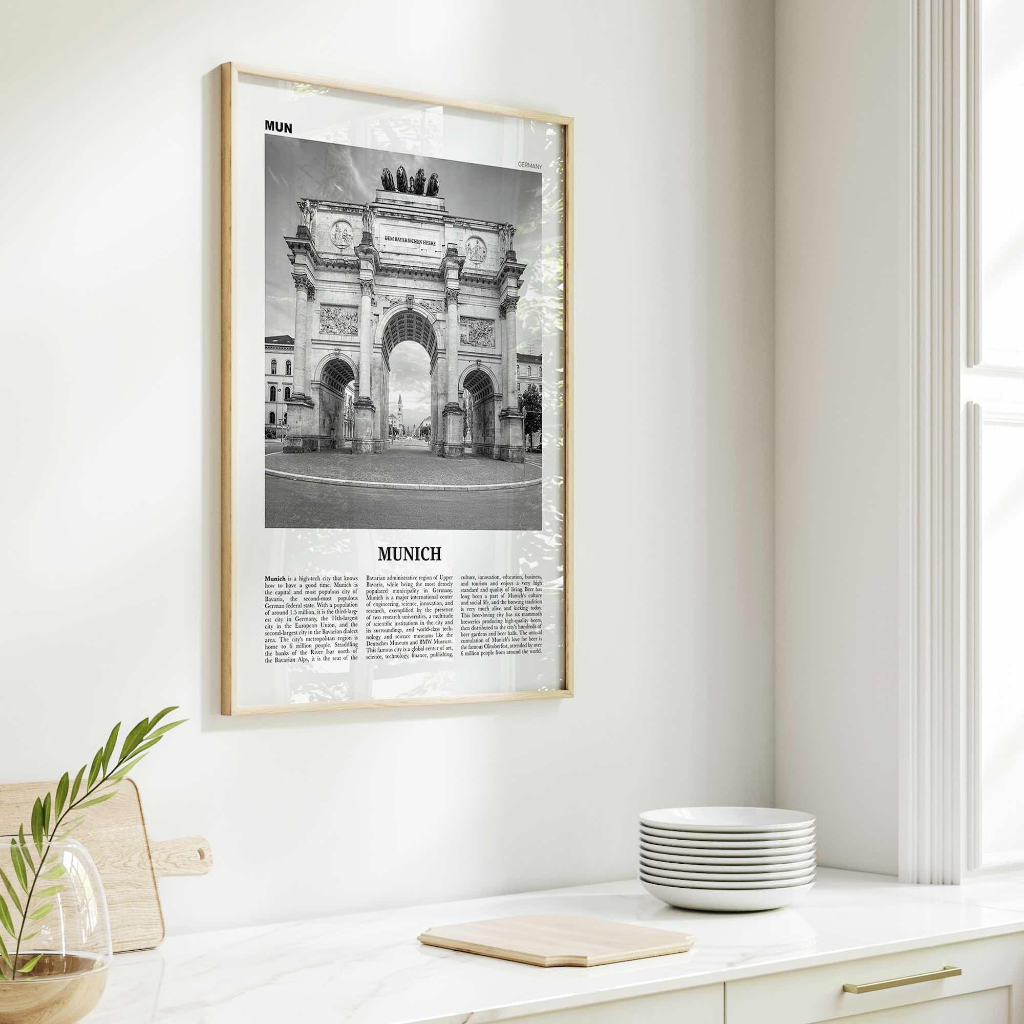 Munich Print Black and White No 2, Munich Wall Art, Munich Poster, Munich Photo, Munich Wall Décor, Munich Map, Germany