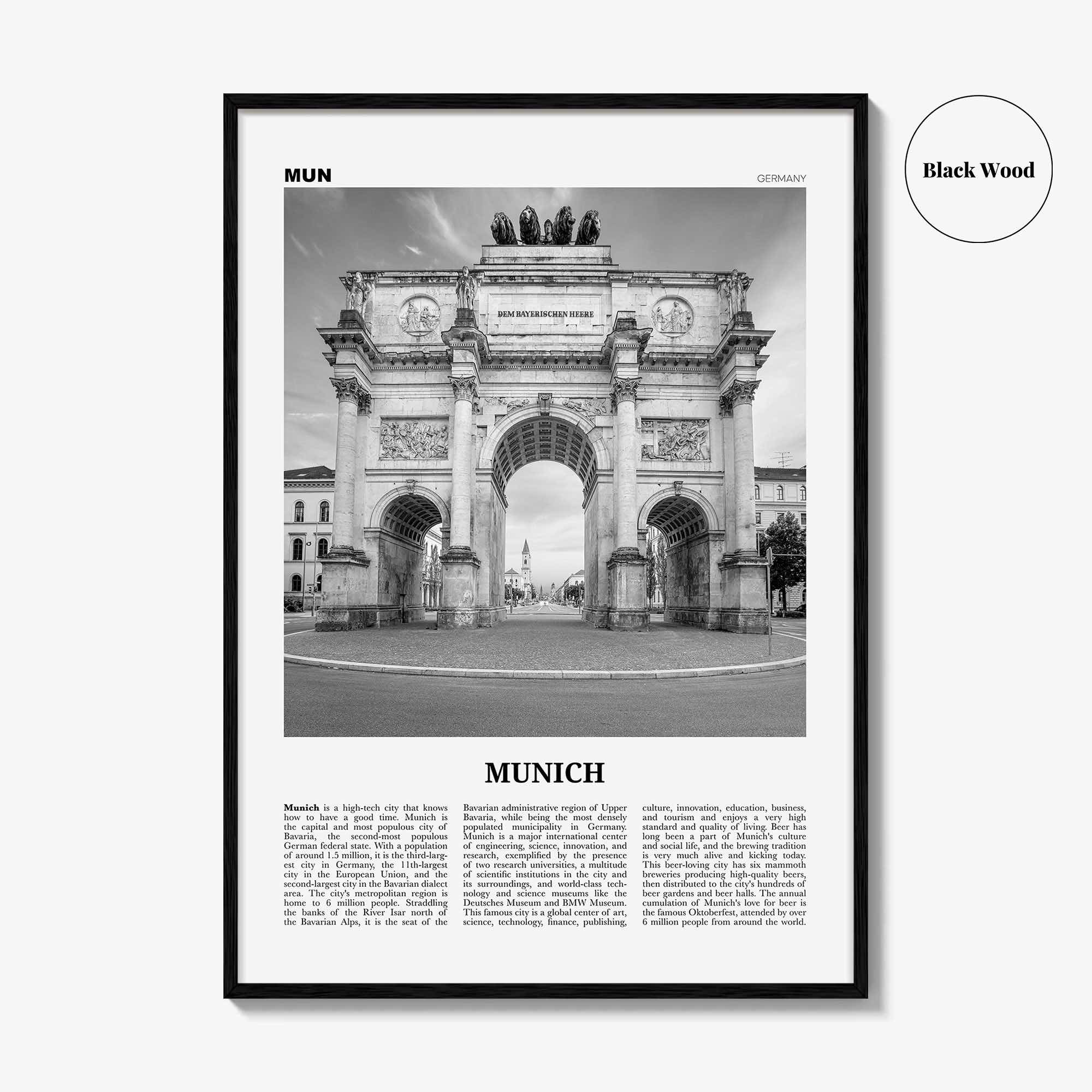 Munich Print Black and White No 2, Munich Wall Art, Munich Poster, Munich Photo, Munich Wall Décor, Munich Map, Germany