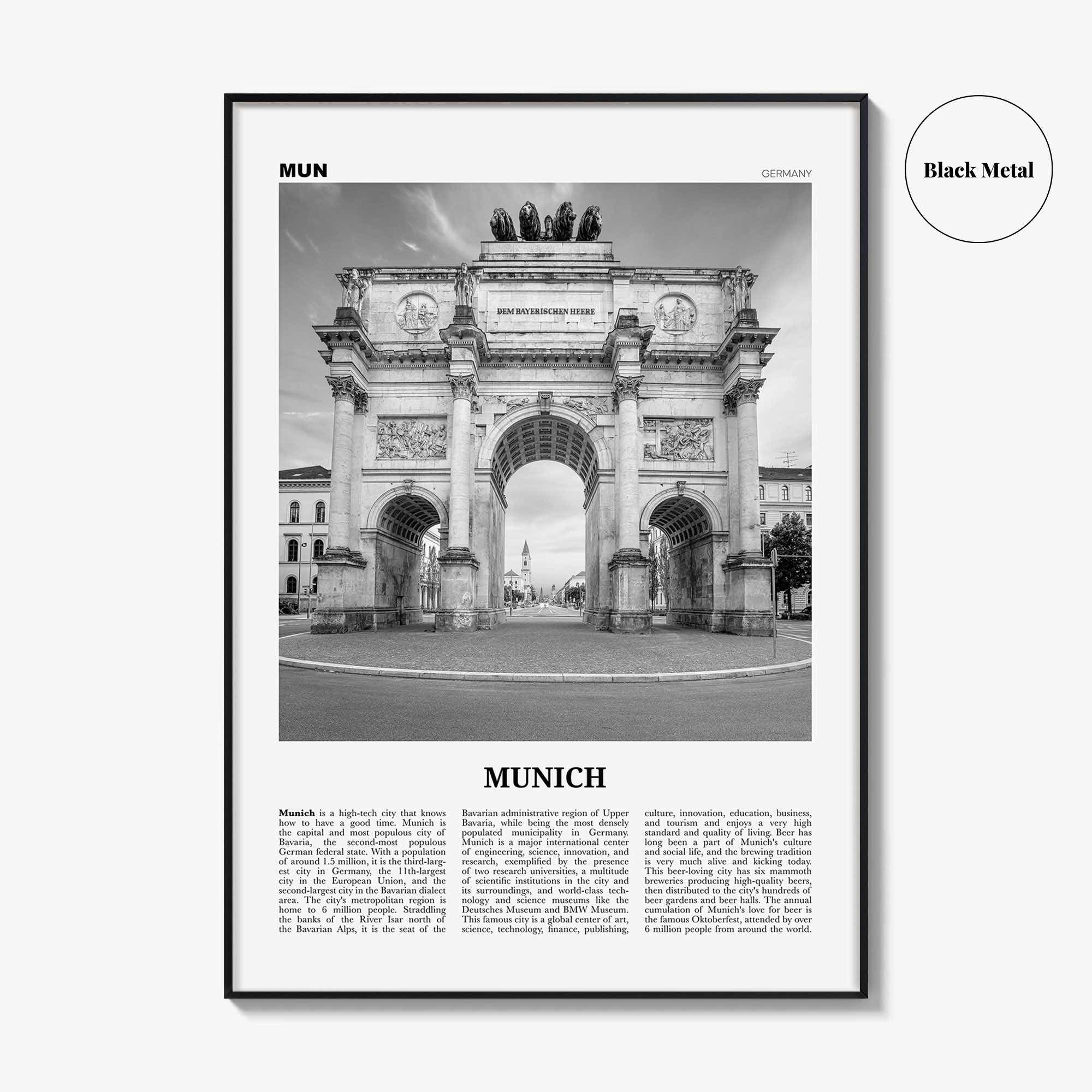 Munich Print Black and White No 2, Munich Wall Art, Munich Poster, Munich Photo, Munich Wall Décor, Munich Map, Germany
