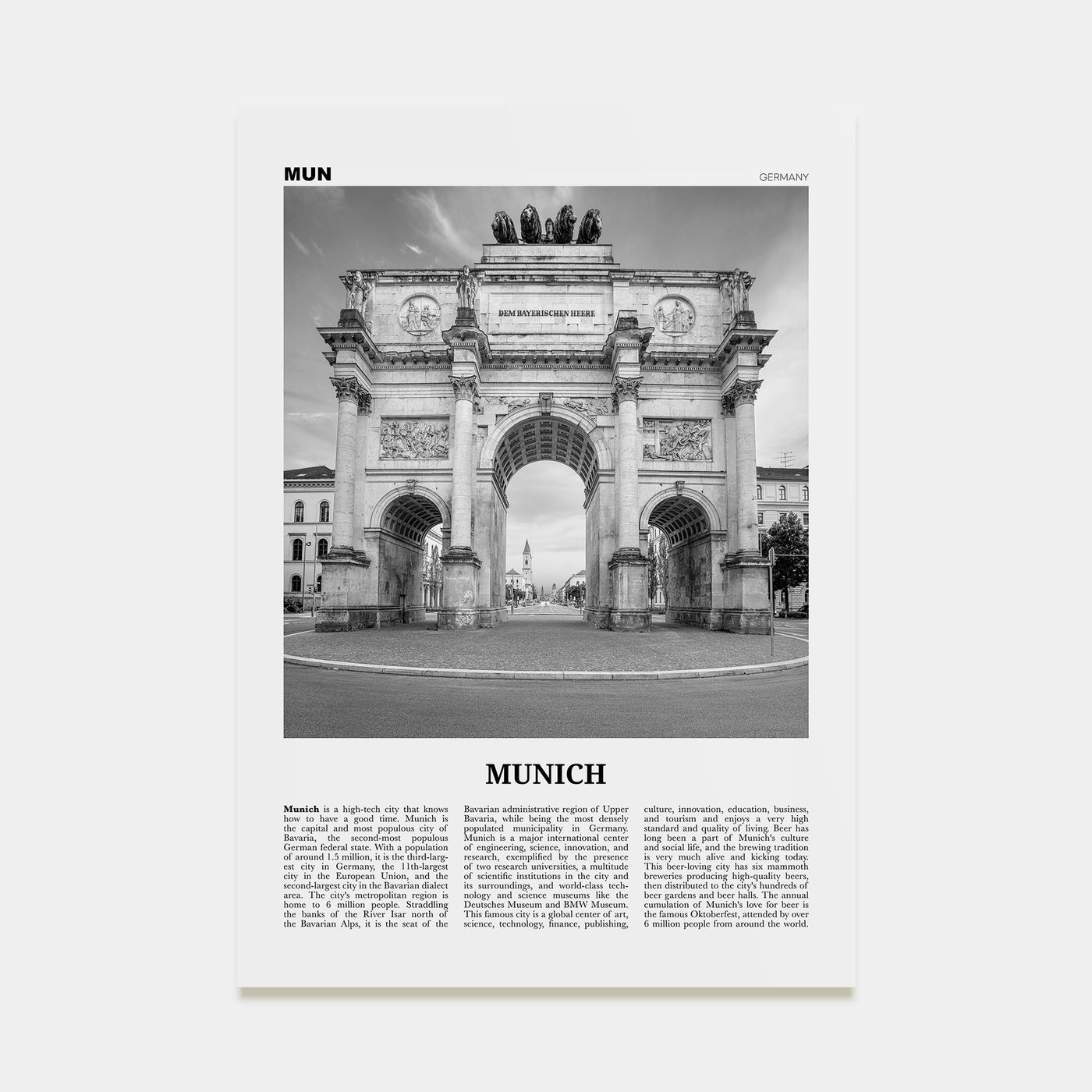 Munich Travel B&W No 2 Poster