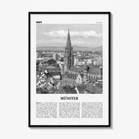 Munster Print Black and White, Münster Wall Art, Münster Poster, Münster Photo, Münster Wall Décor, Münster Map, Germany