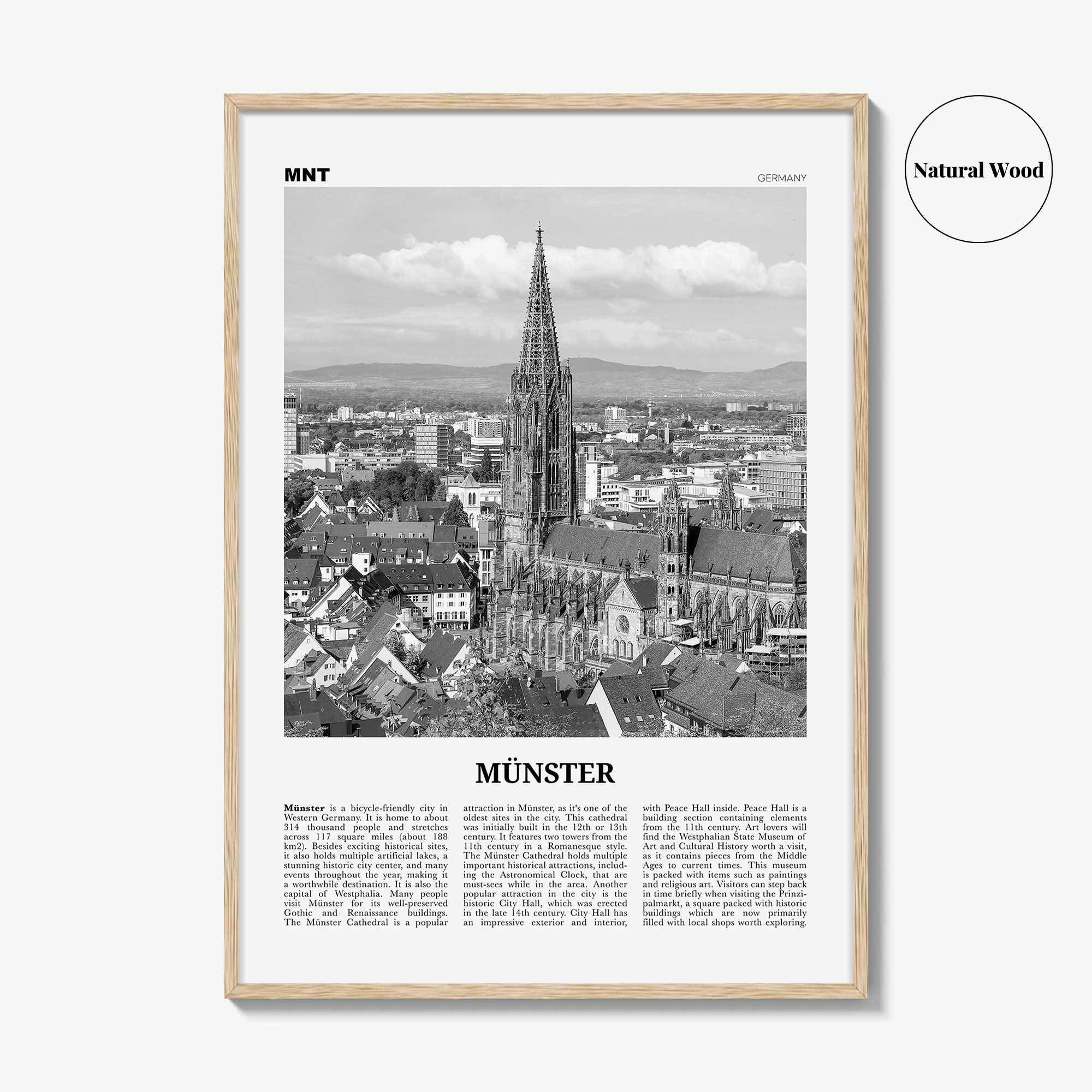 Munster Print Black and White, Münster Wall Art, Münster Poster, Münster Photo, Münster Wall Décor, Münster Map, Germany