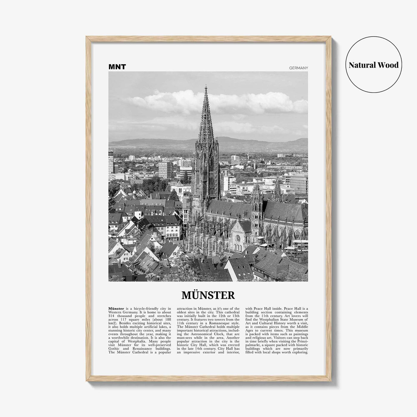 Munster Print Black and White, Münster Wall Art, Münster Poster, Münster Photo, Münster Wall Décor, Münster Map, Germany