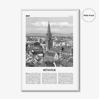 Munster Print Black and White, Münster Wall Art, Münster Poster, Münster Photo, Münster Wall Décor, Münster Map, Germany