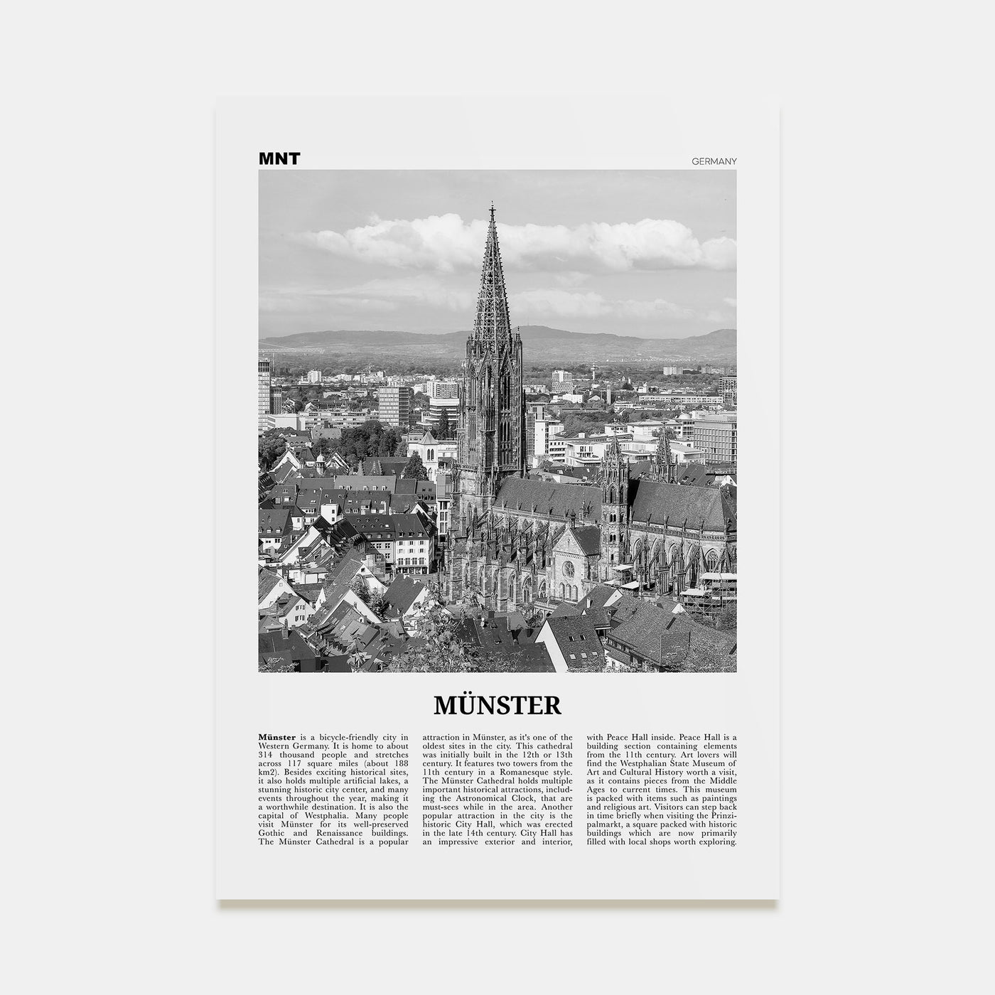 Münster Travel B&W Poster