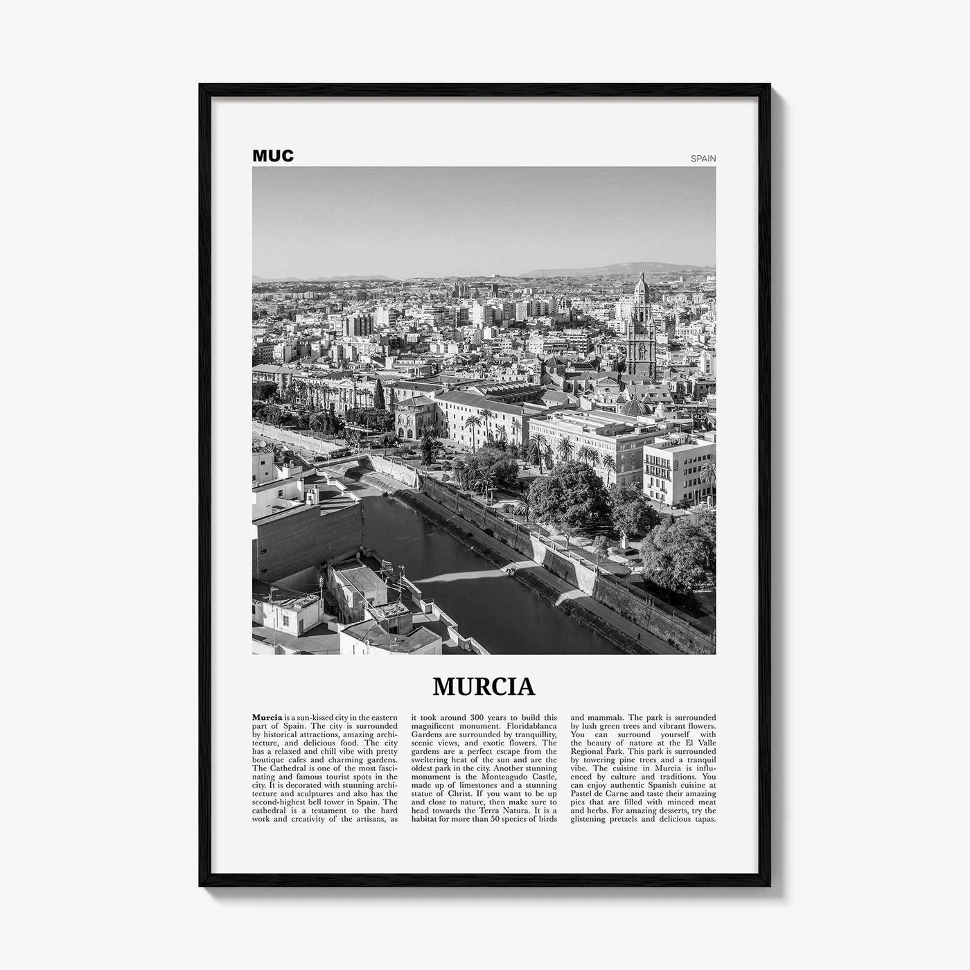 Murcia Print Black and White, Murcia Wall Art, Murcia Poster, Murcia Photo, Murcia Wall Décor, Spain, España