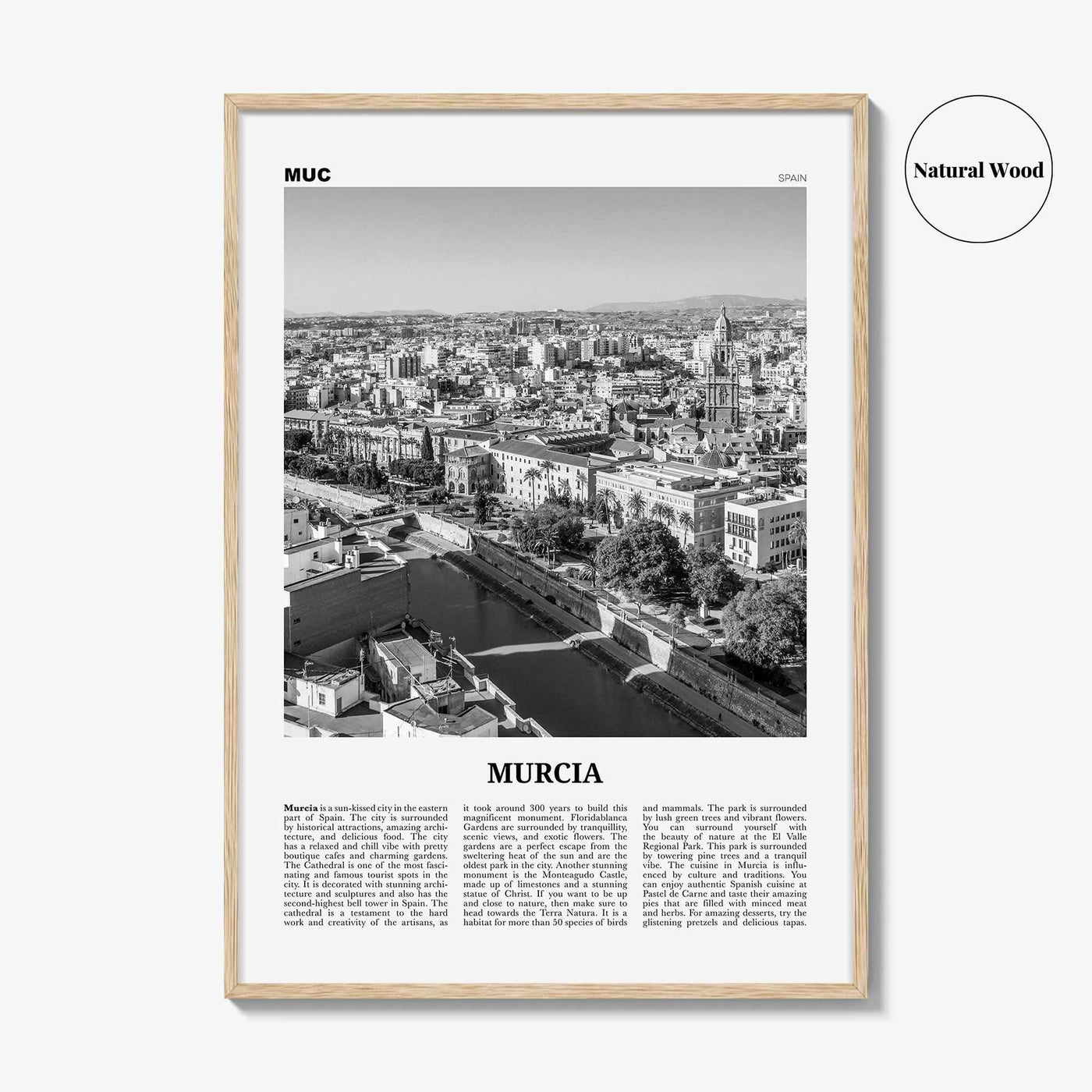 Murcia Print Black and White, Murcia Wall Art, Murcia Poster, Murcia Photo, Murcia Wall Décor, Spain, España