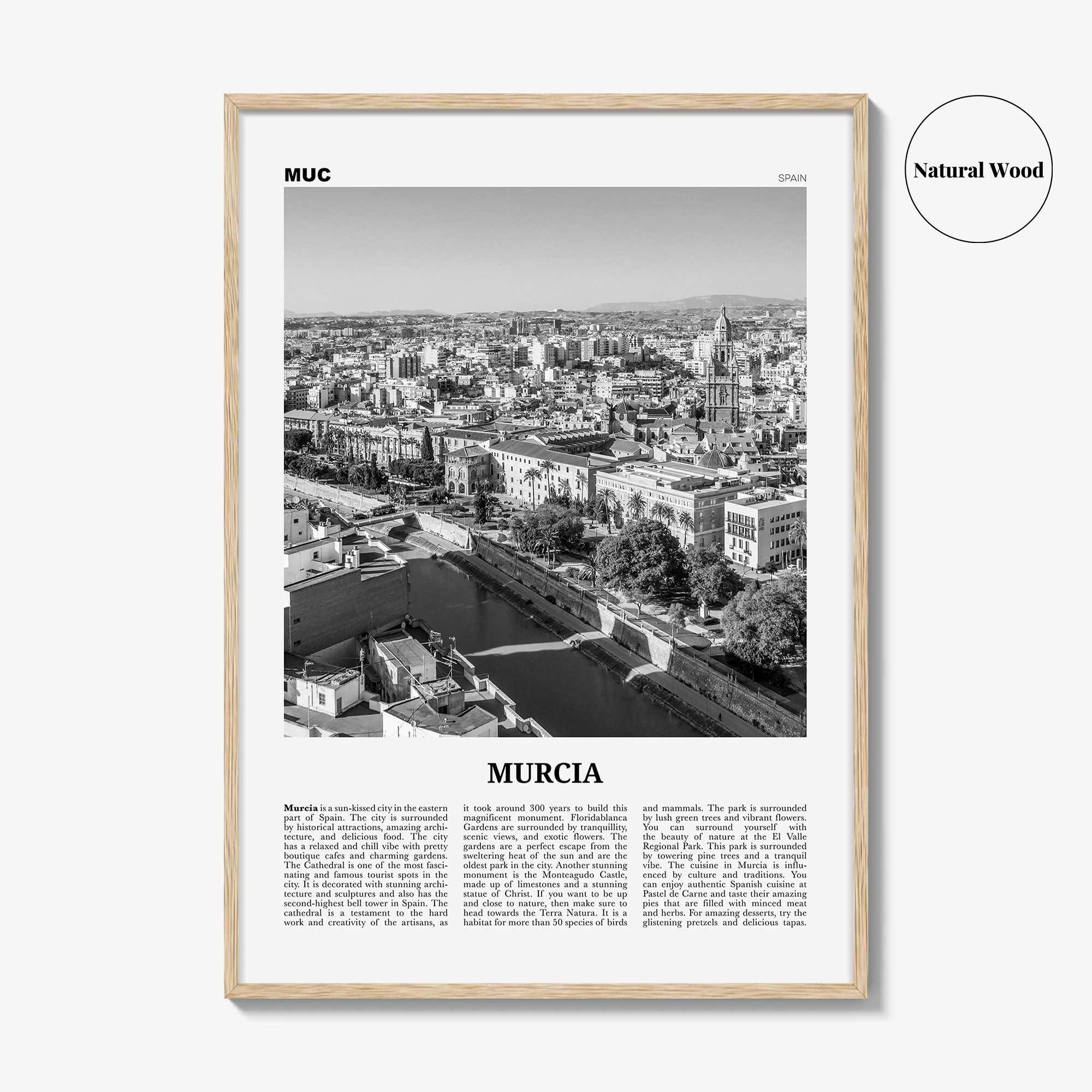 Murcia Print Black and White, Murcia Wall Art, Murcia Poster, Murcia Photo, Murcia Wall Décor, Spain, España