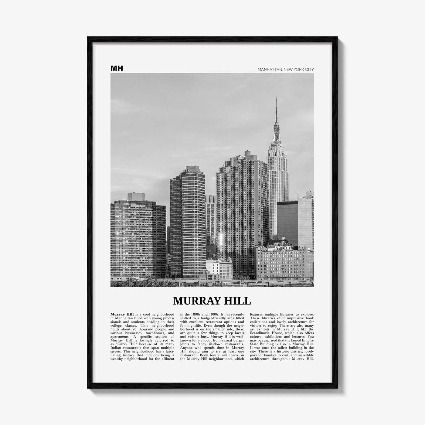 Murray Hill Print Black and White, Murray Hill Wall Art, Murray Hill Poster, Murray Hill Photo, Murray Hill Décor, Manhattan, New York City