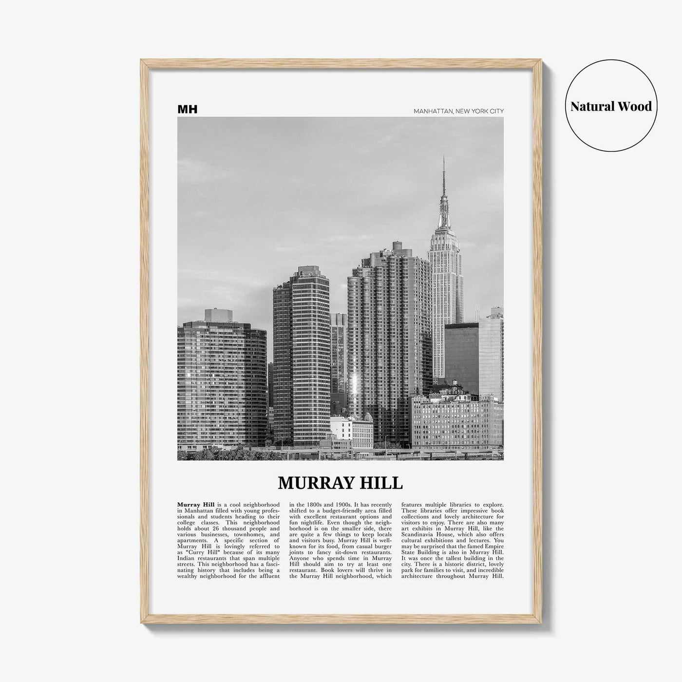 Murray Hill Print Black and White, Murray Hill Wall Art, Murray Hill Poster, Murray Hill Photo, Murray Hill Décor, Manhattan, New York City