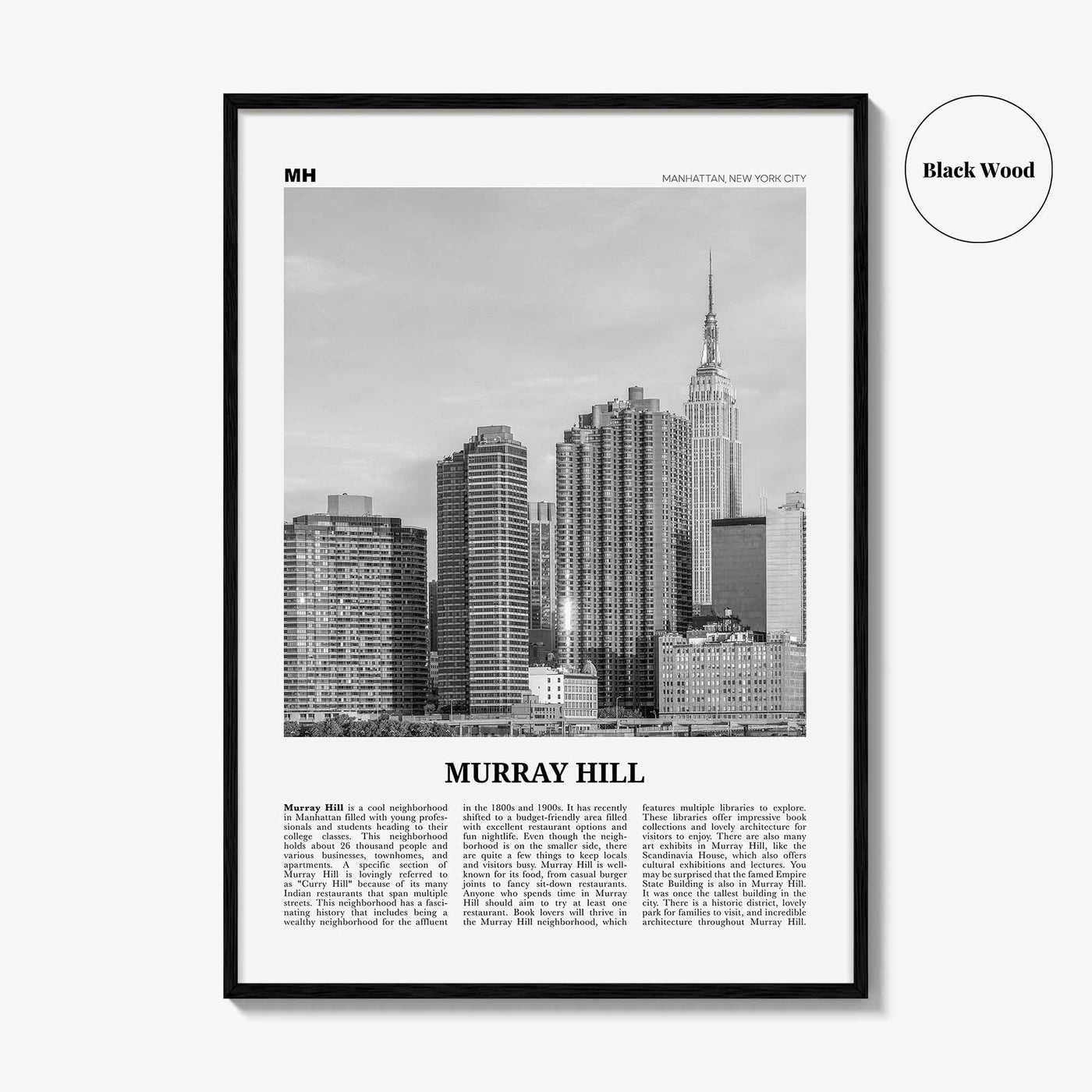 Murray Hill Print Black and White, Murray Hill Wall Art, Murray Hill Poster, Murray Hill Photo, Murray Hill Décor, Manhattan, New York City