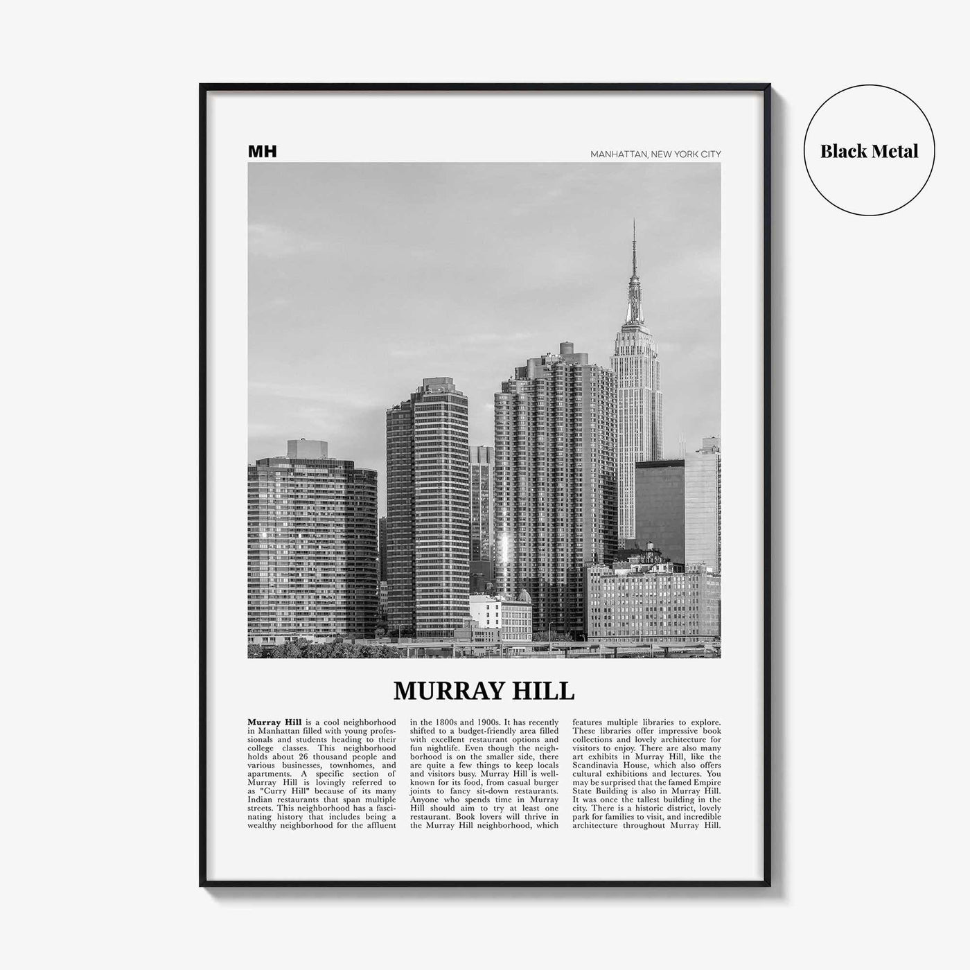 Murray Hill Print Black and White, Murray Hill Wall Art, Murray Hill Poster, Murray Hill Photo, Murray Hill Décor, Manhattan, New York City