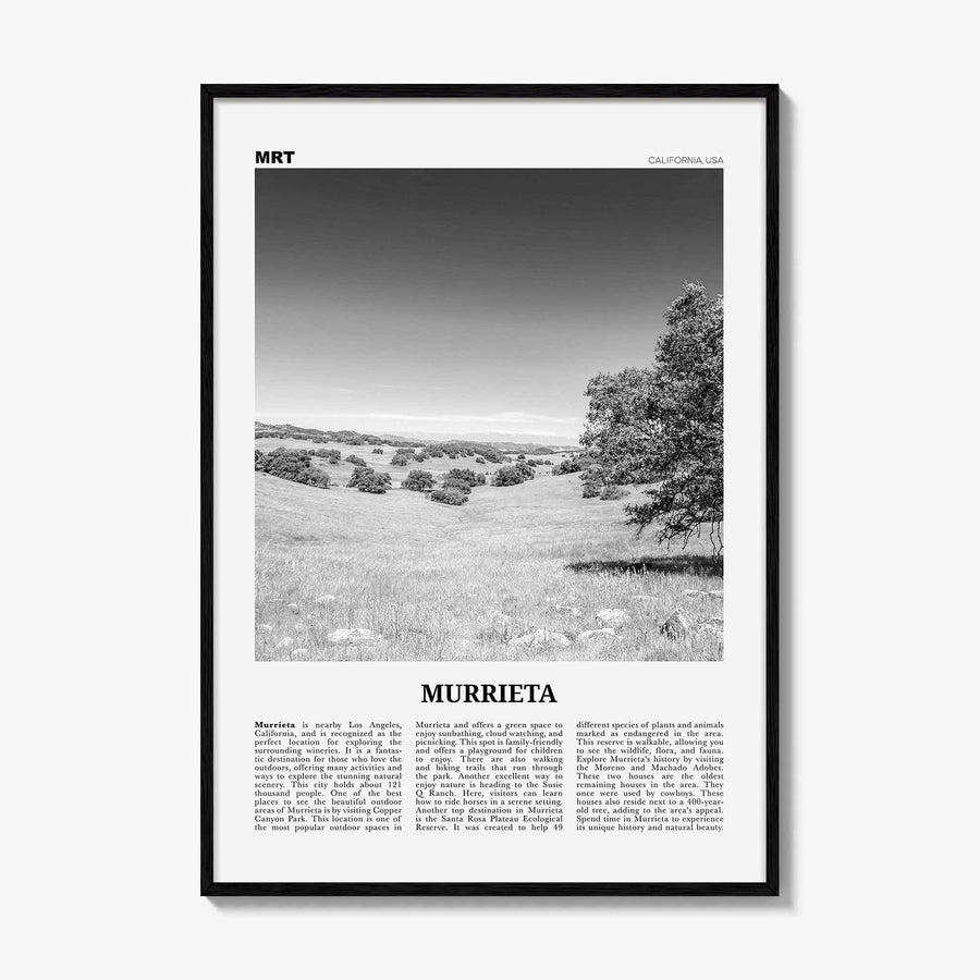 Murrieta Print Black and White No 1, Murrieta Wall Art, Murrieta Poster, Murrieta Photo, Murrieta Wall Décor, Murrieta Map, California