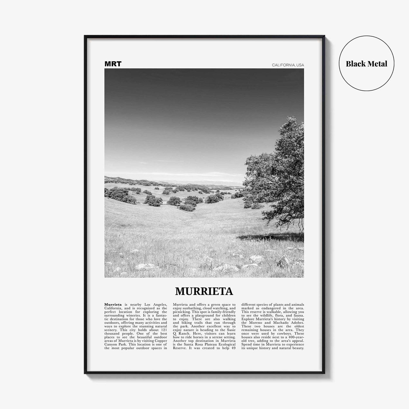 Murrieta Print Black and White No 1, Murrieta Wall Art, Murrieta Poster, Murrieta Photo, Murrieta Wall Décor, Murrieta Map, California