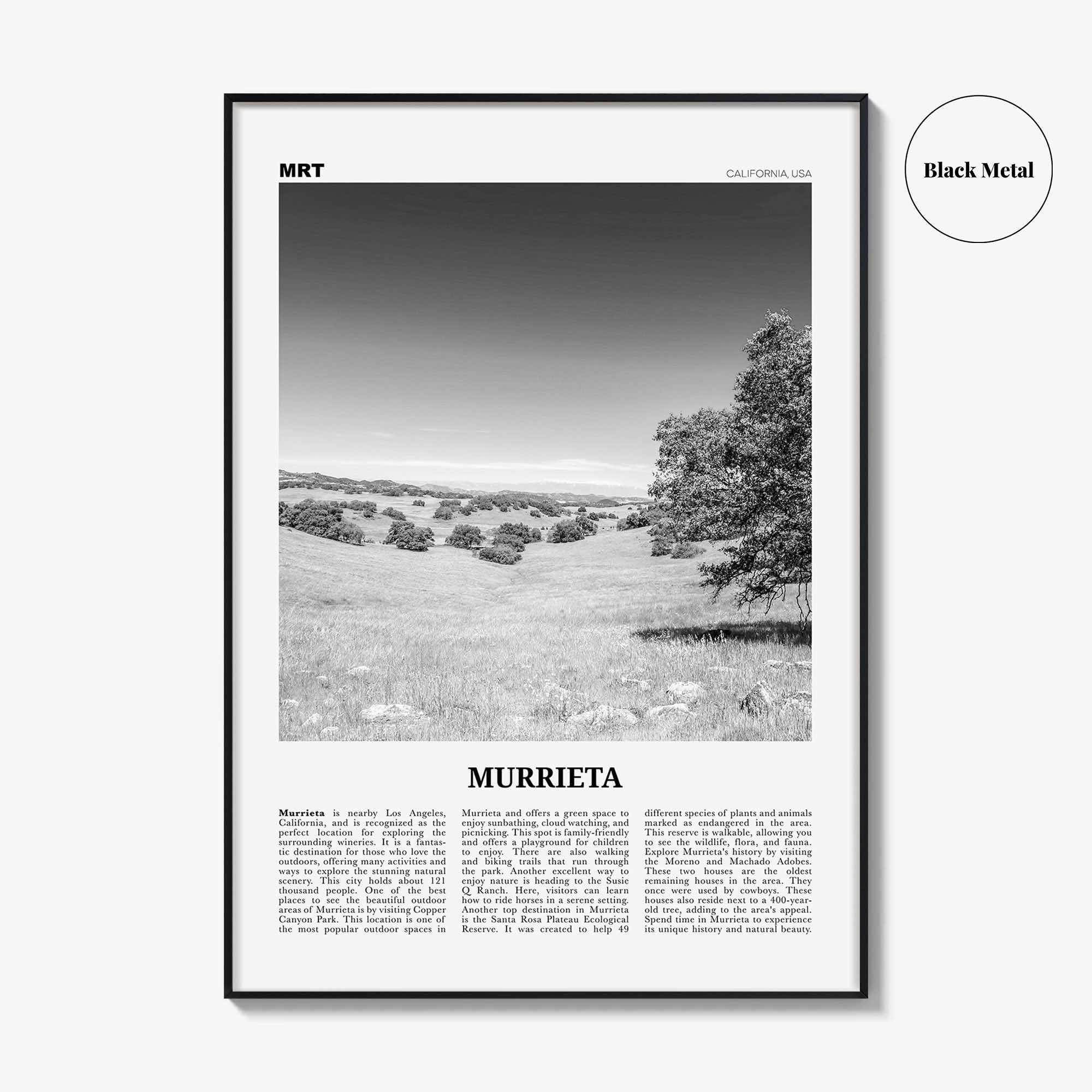 Murrieta Print Black and White No 1, Murrieta Wall Art, Murrieta Poster, Murrieta Photo, Murrieta Wall Décor, Murrieta Map, California