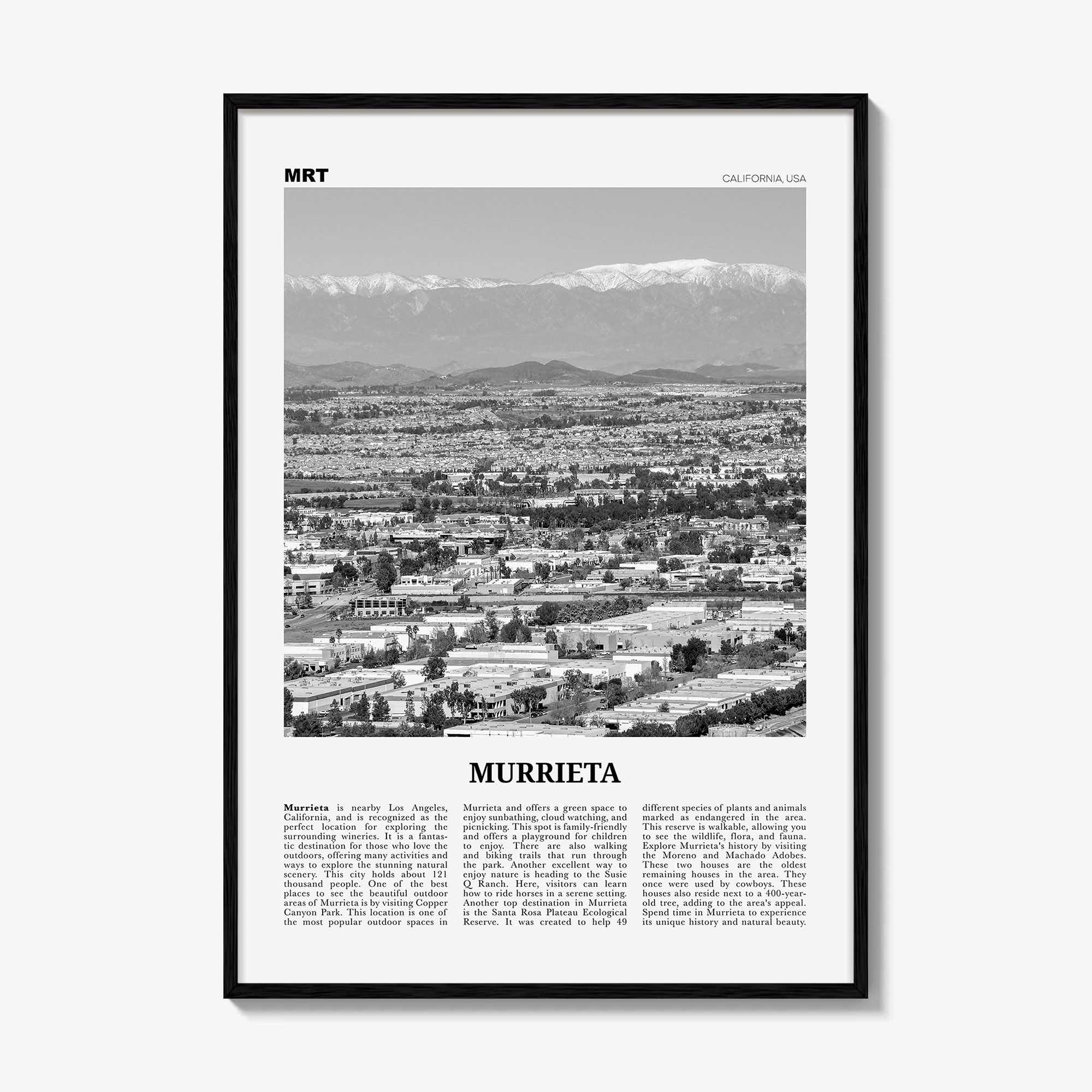 Murrieta Print Black and White No 2, Murrieta Wall Art, Murrieta Poster, Murrieta Photo, Murrieta Wall Décor, Murrieta Map, California