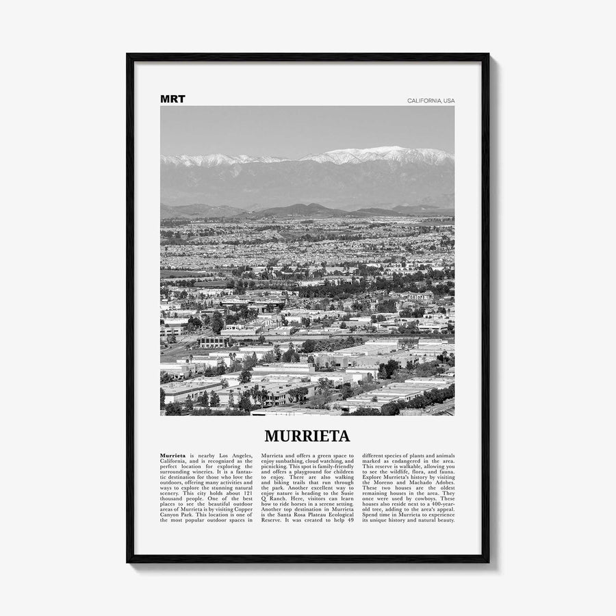 Murrieta Print Black and White No 2, Murrieta Wall Art, Murrieta Poster, Murrieta Photo, Murrieta Wall Décor, Murrieta Map, California