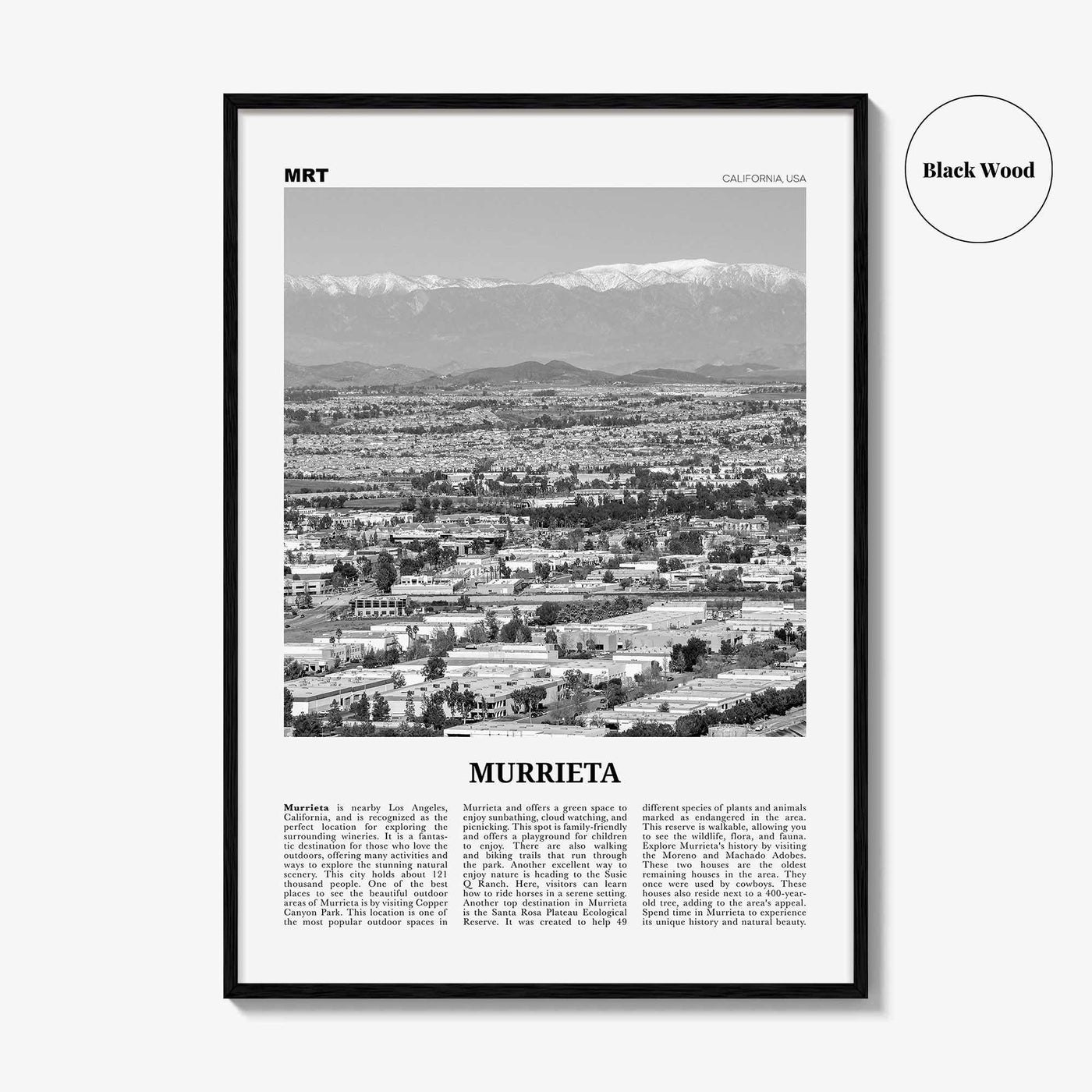 Murrieta Print Black and White No 2, Murrieta Wall Art, Murrieta Poster, Murrieta Photo, Murrieta Wall Décor, Murrieta Map, California