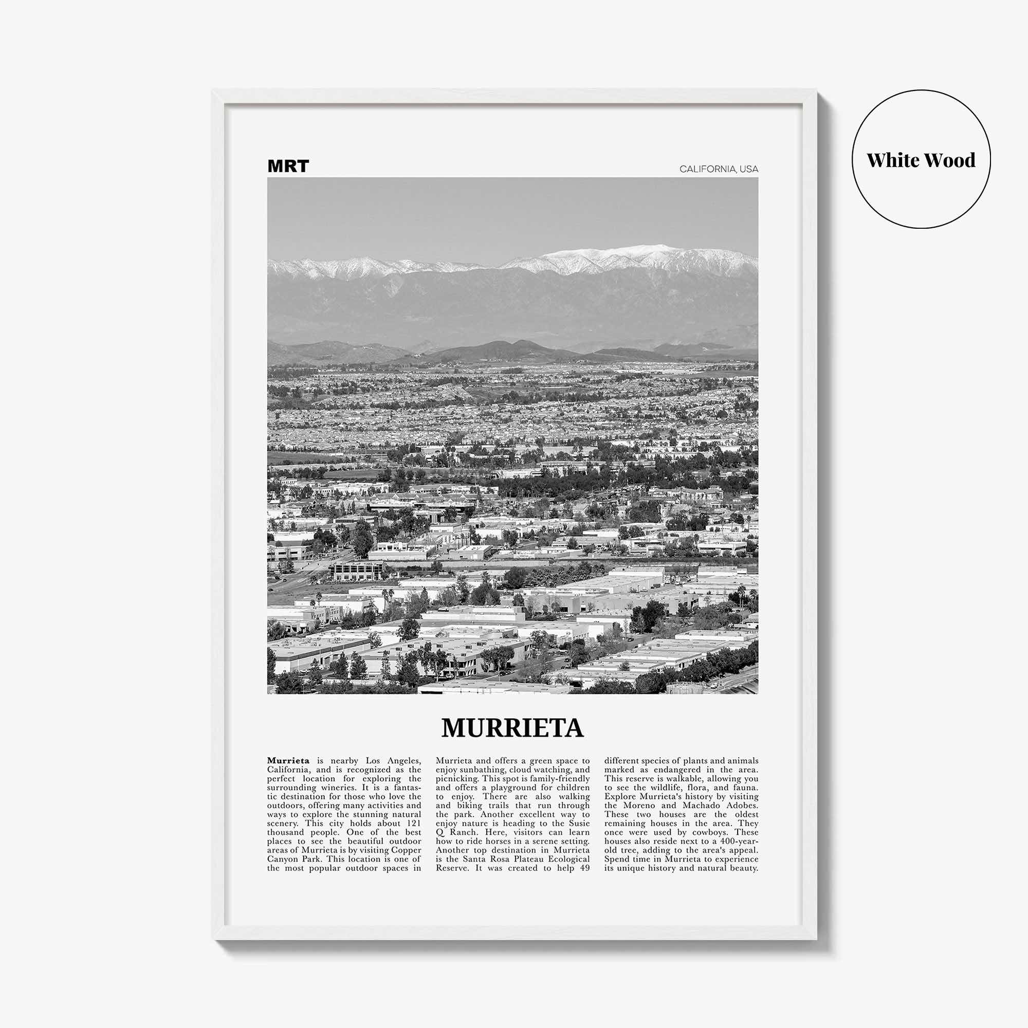 Murrieta Print Black and White No 2, Murrieta Wall Art, Murrieta Poster, Murrieta Photo, Murrieta Wall Décor, Murrieta Map, California