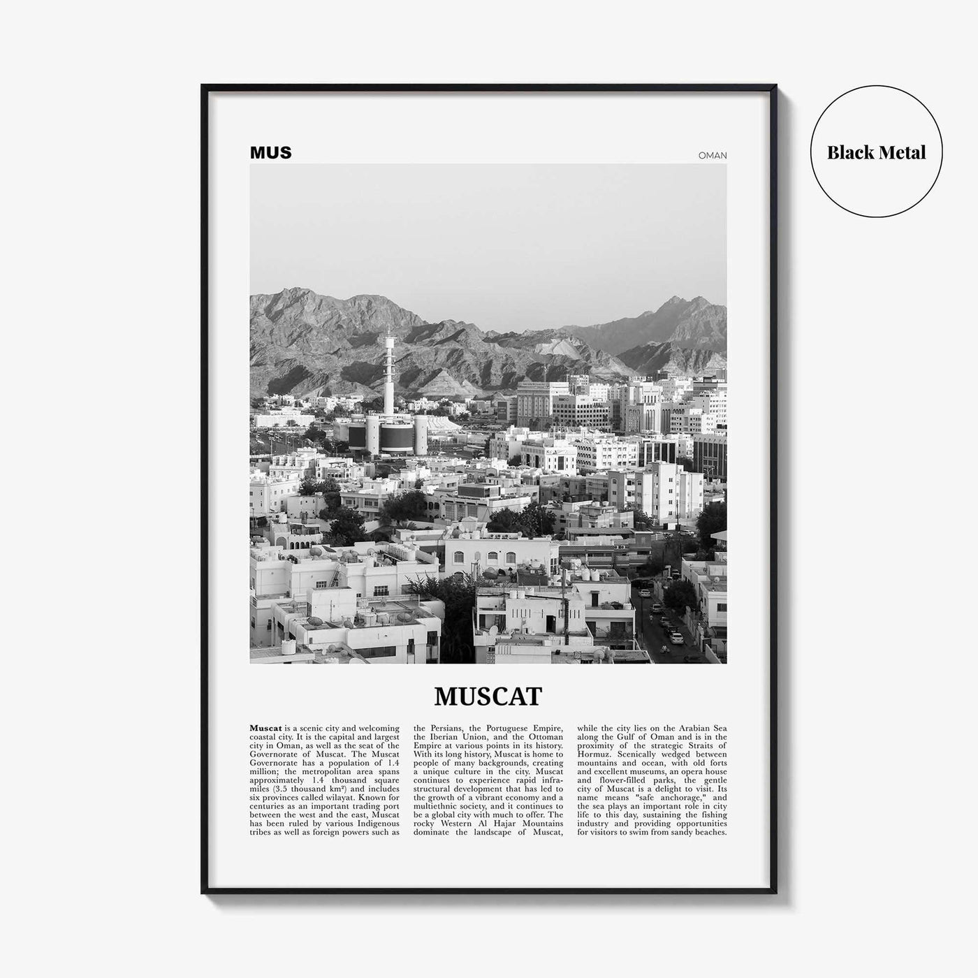 Muscat Print Black and White, Muscat Wall Art, Muscat Poster, Muscat Photo, Muscat Decor, Oman, Salṭanat ʻUmān, Arab, Persian, Middle East